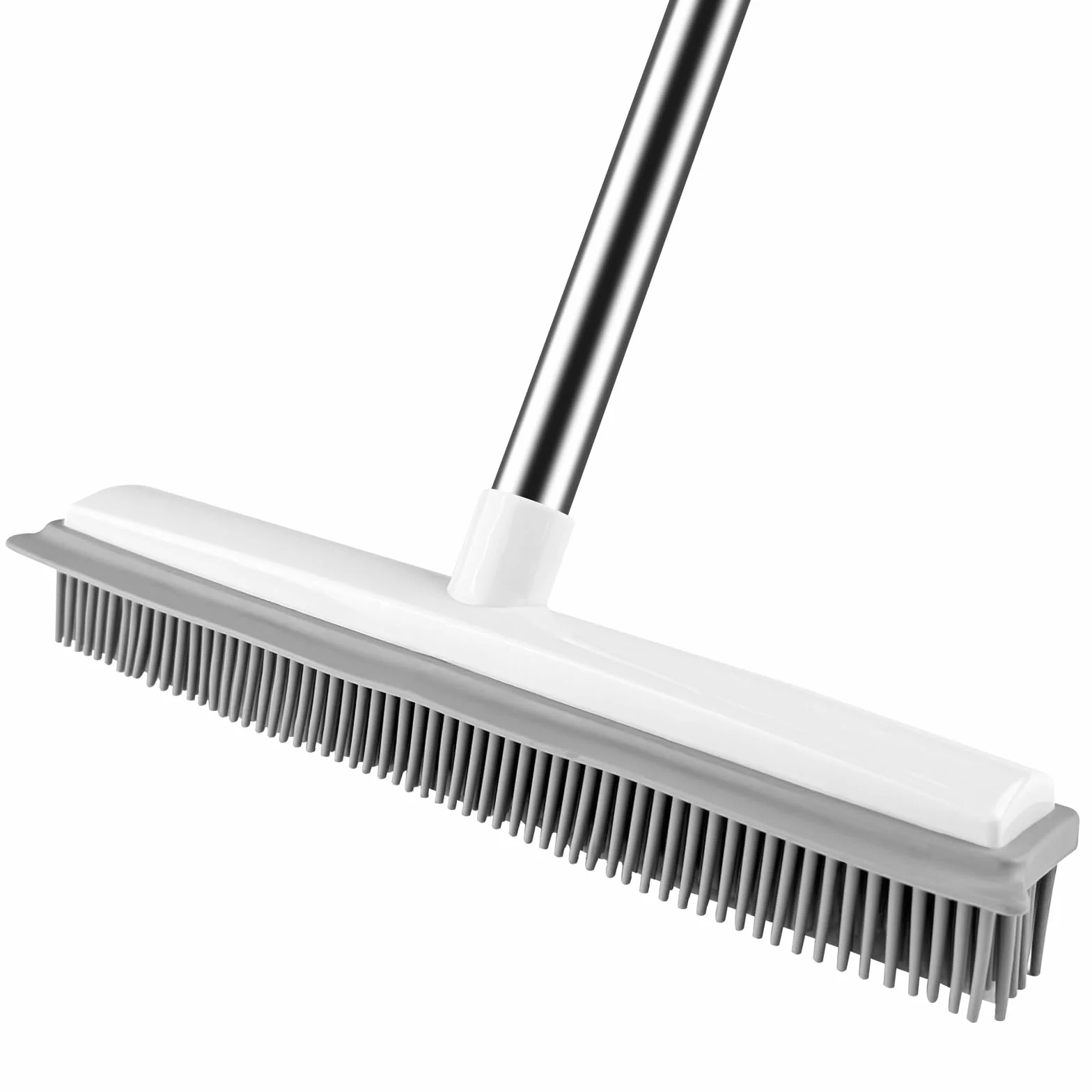 Escoba de Goma con Escobilla de Goma, Cepillo para Fregar Suelos 2 en 1, Cepillo de Limpieza de Piso Telescópico Flexible, Recoge Pelo De Mascotas, para Alfombras, Ventanas, Azulejos