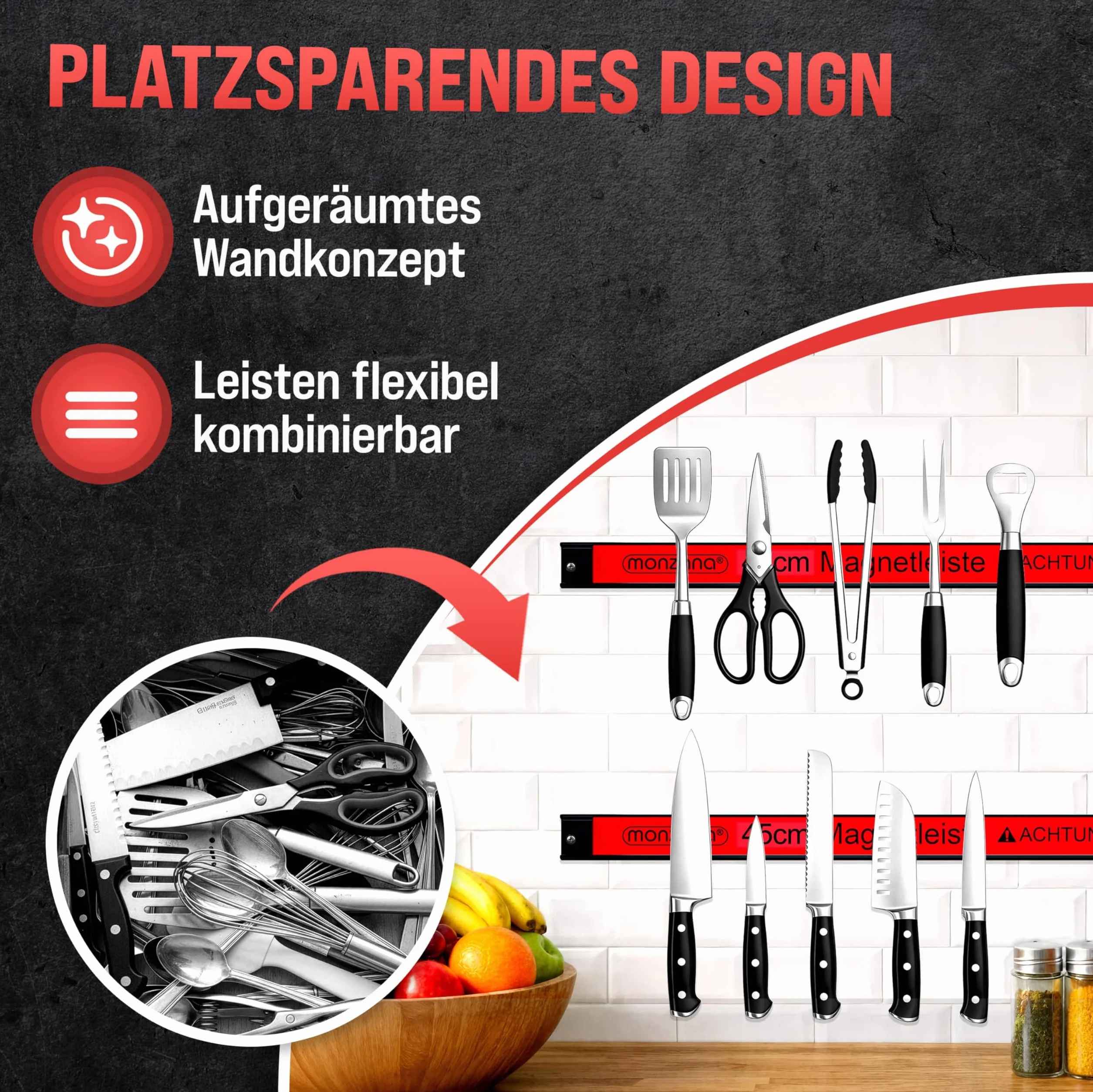 DEUBA Soporte Magnético de Pared 45cm 23Kg Organizador Herramientas Taller Garaje