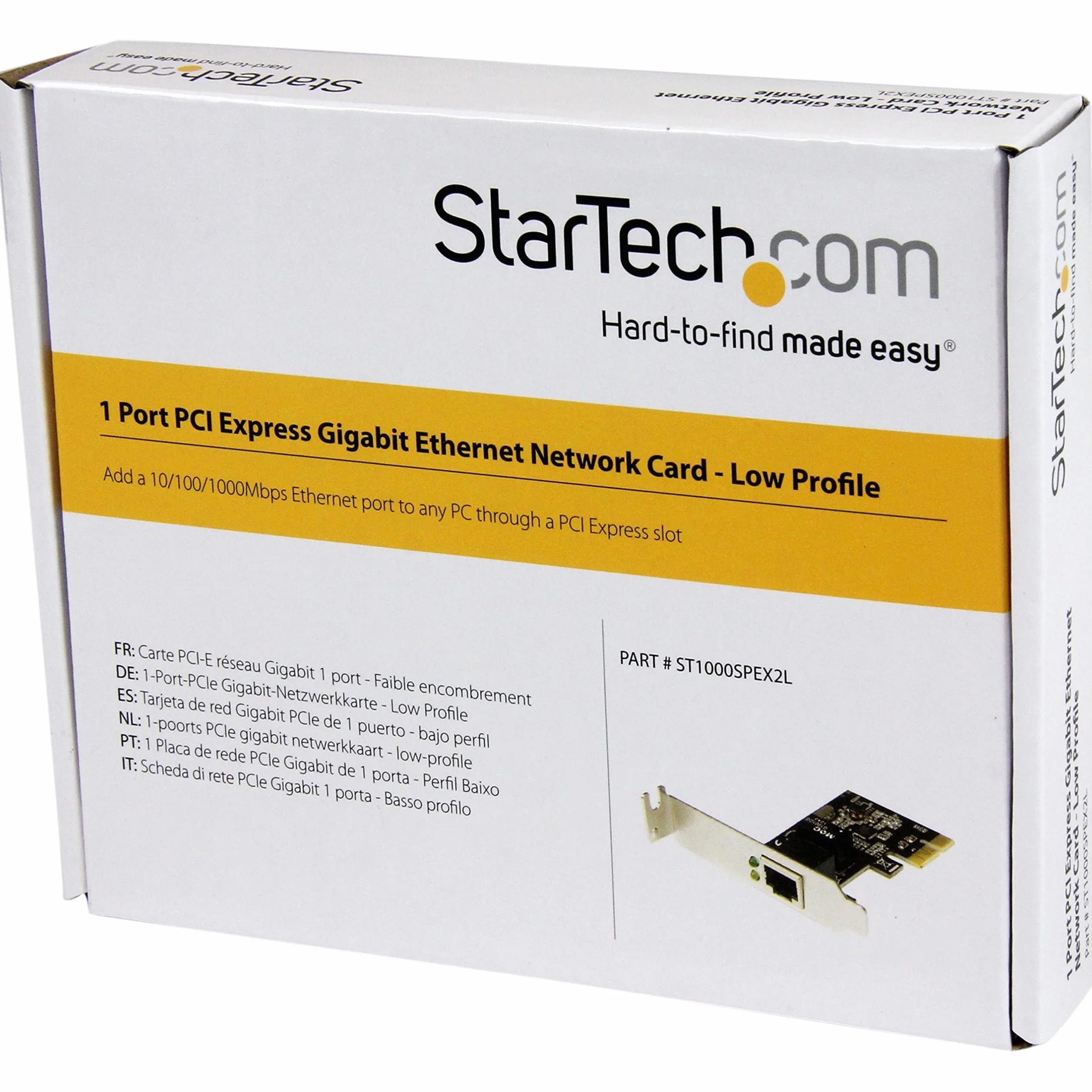 StarTech Tarjeta de Red PCIe 1 Puerto Gigabit Perfil Bajo (ST1000SPEX2L) | Puerto Ethernet 10/100/1000Mbps, Indicadores LED de enlace y actividad con detección Gigabit