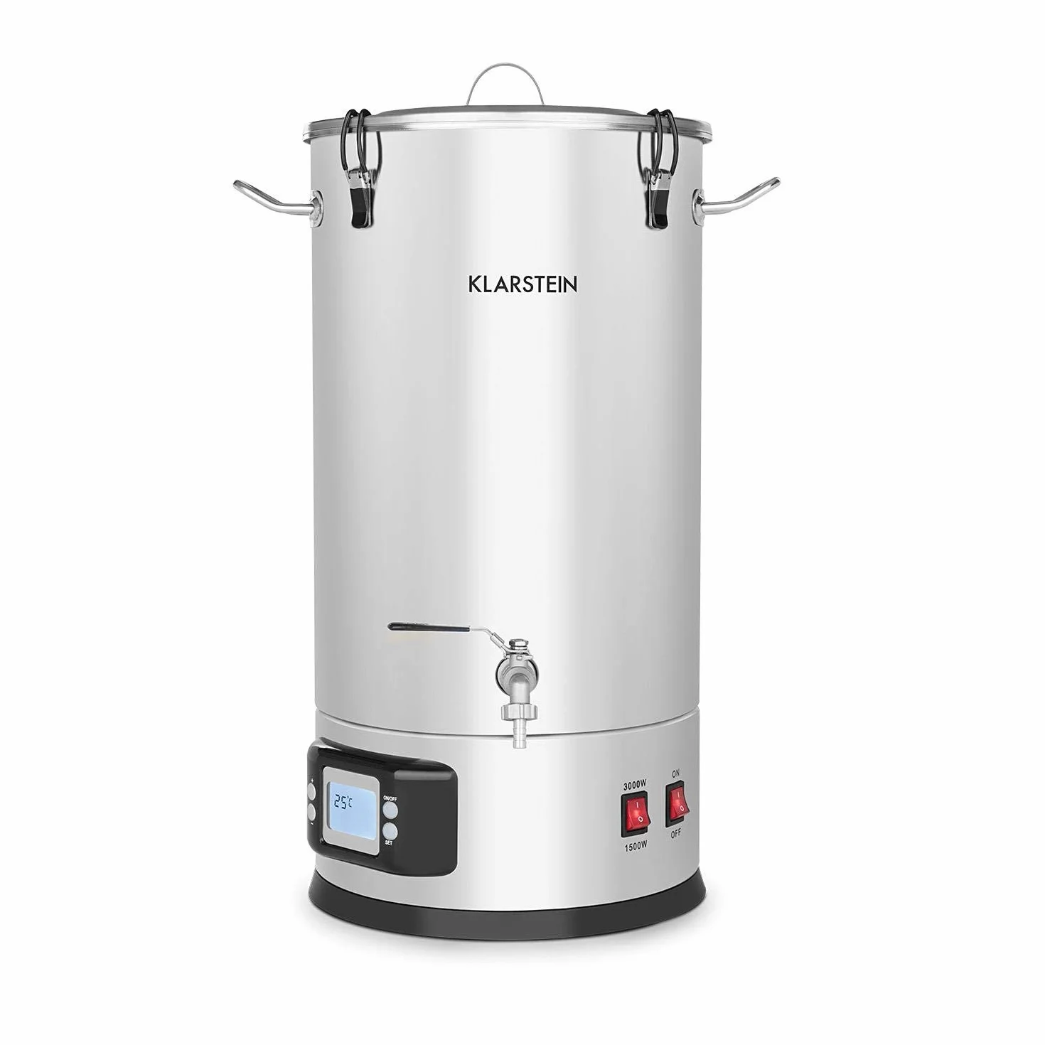 Klarstein Maischfest Caldera Máquina Cerveza Artesanal 30L 1500/3000W Acero 304 5 Piezas Gris
