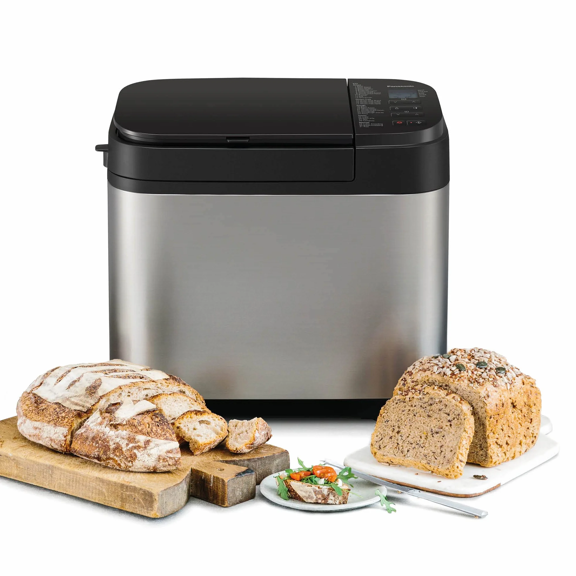 Panasonic SD-YR2550SXE Panificadora Automática con Dispensador, 850 W, Sensor de Temperatura, Temporizador Digital 13H, 31 Programas, Plateado