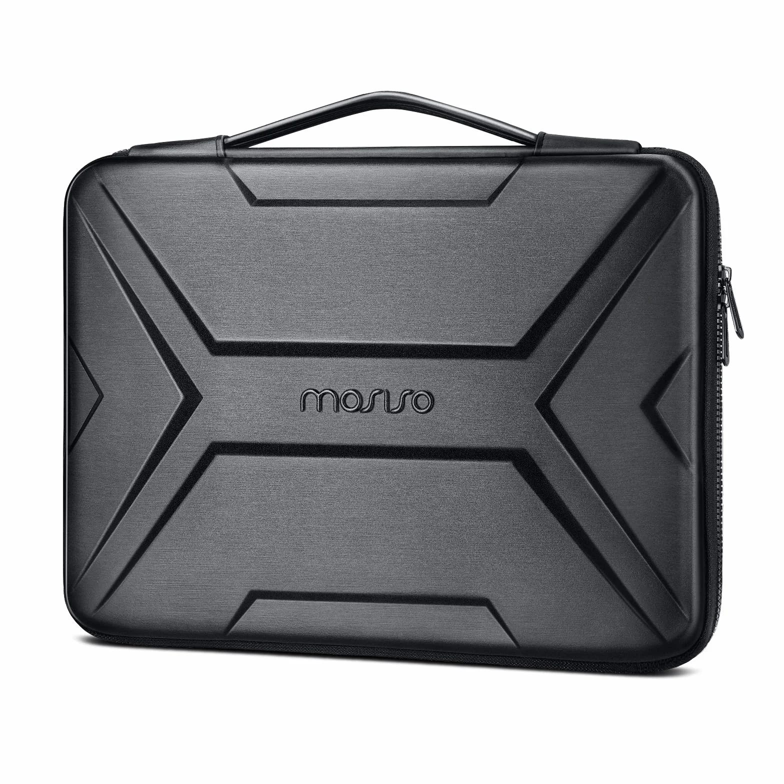 MOSISO 15-15,6 Pulgadas Funda Portátil con Asa, Impermeable Antichoque Protector Trapezoide Simétrico EVA Transporte Ordenador Bolsa Compatible con MacBook Pro 16, DELL Notebook,Negro