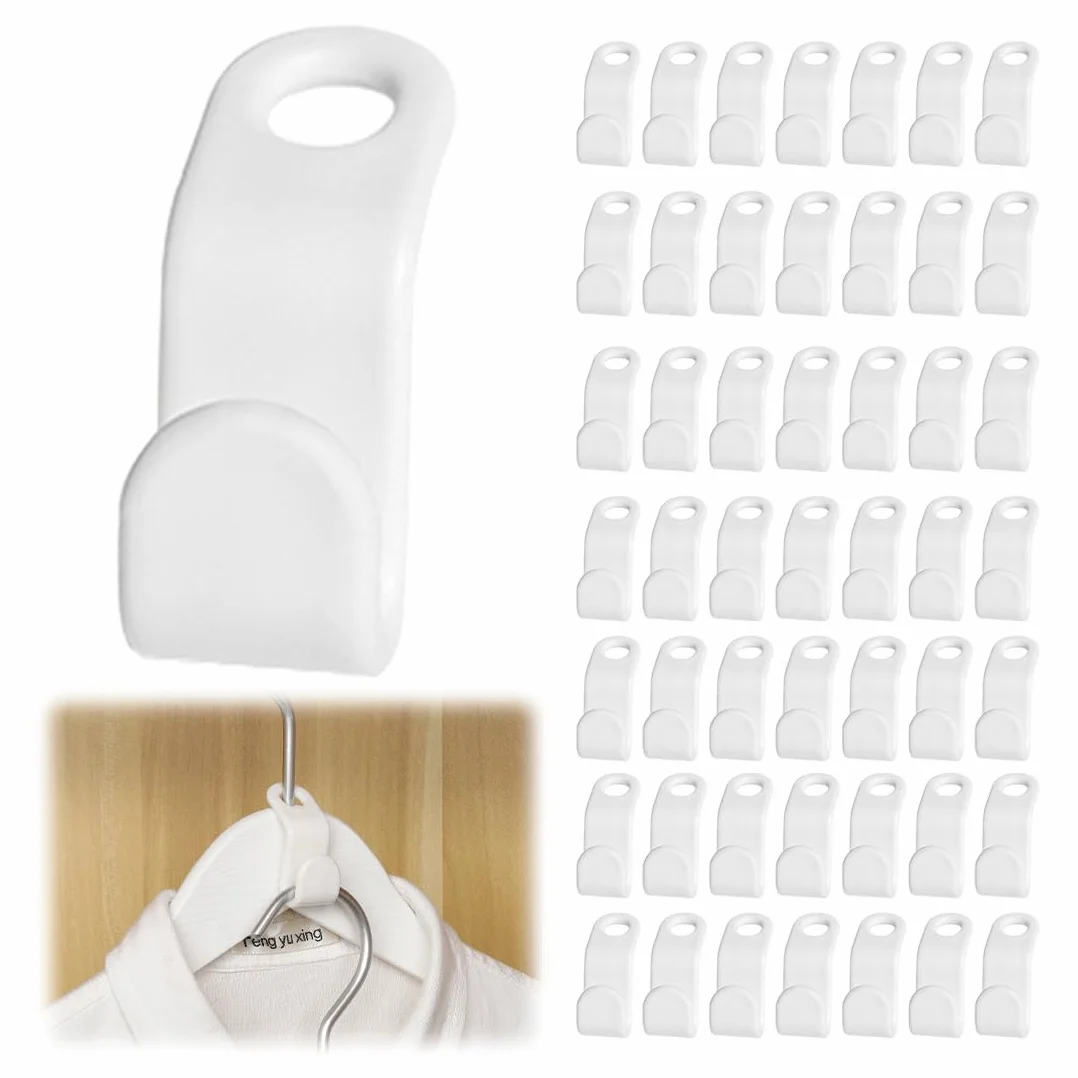 Ganchos de conexión para ropa, conectores de plástico, organizador de armario (blanco)
