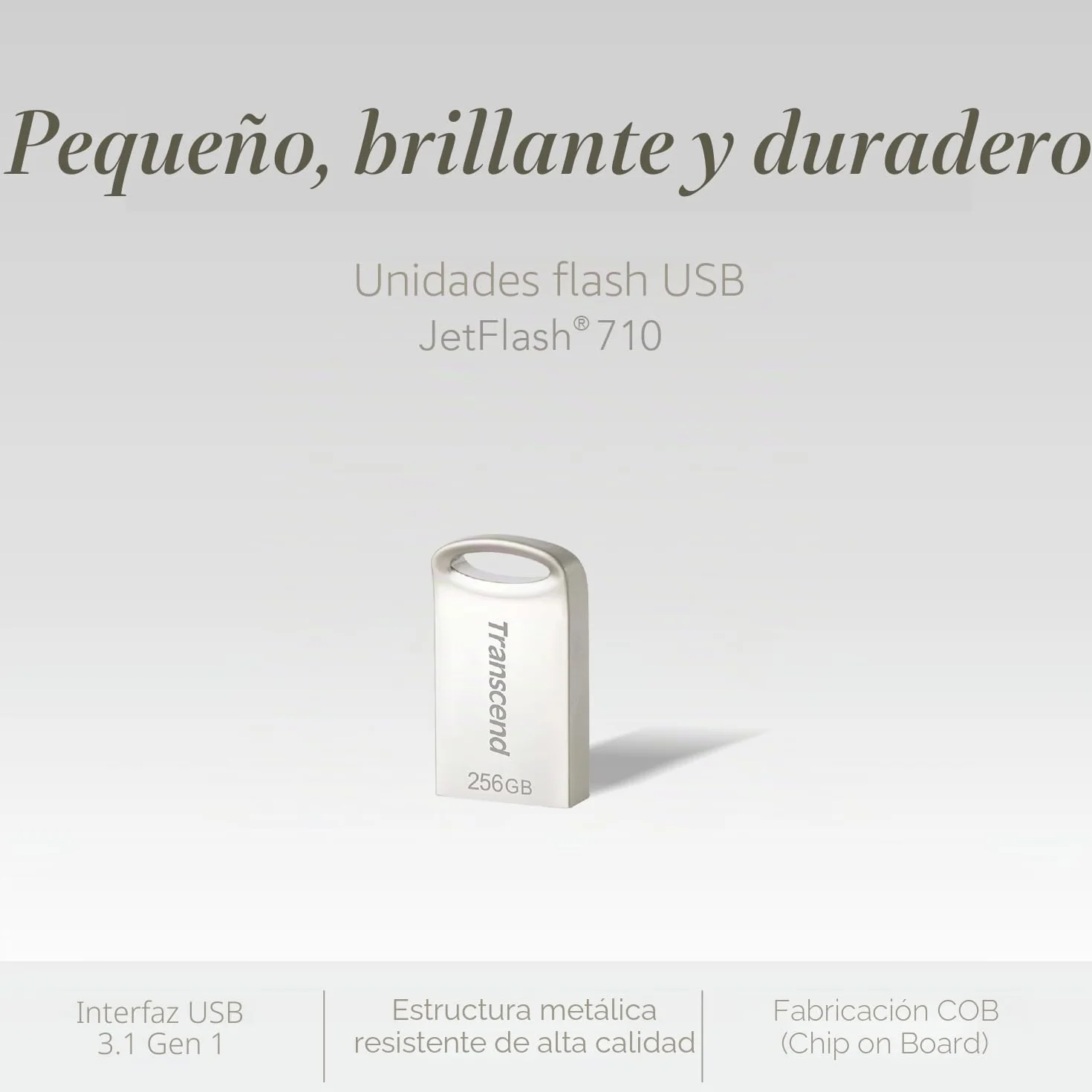 Transcend USB JetFlash 710, 128 GB, Memoria Flash USB 3.1, diseno de metal