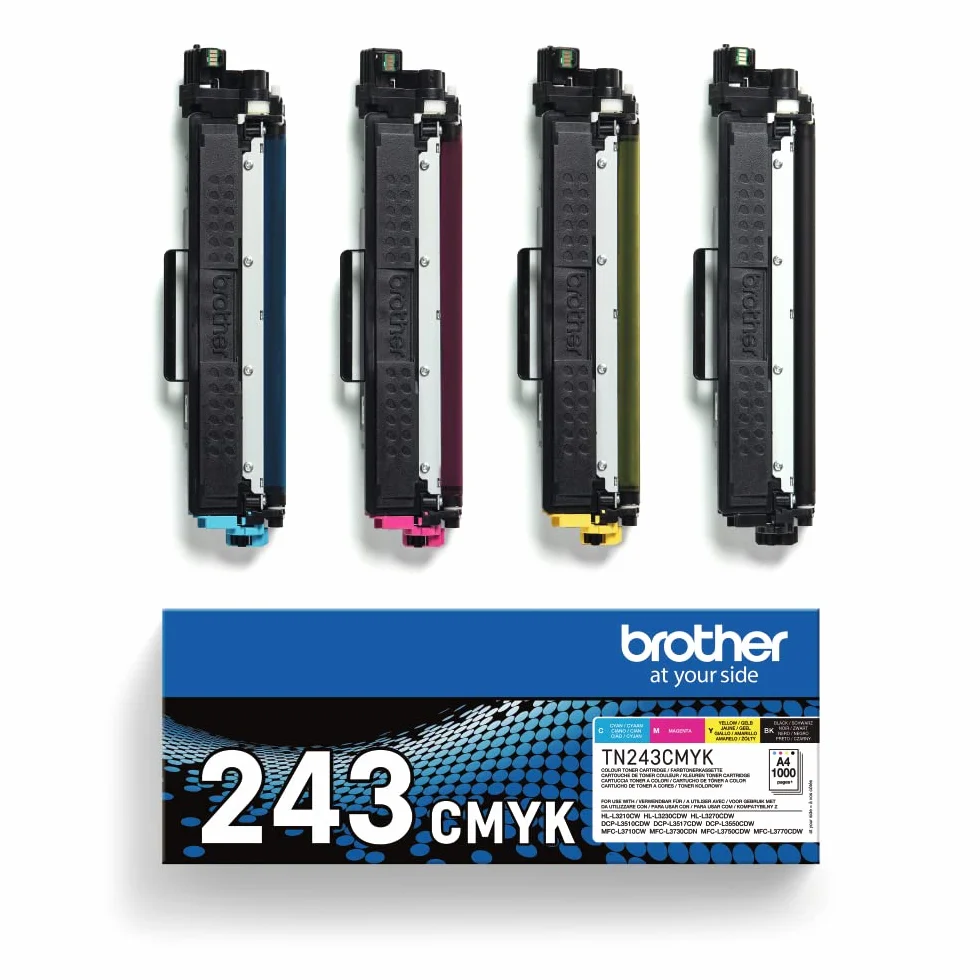 Brother TN243CMYK - Cartucho de tóner Negro, Cian, Magenta, Amarillo, Multi-pack