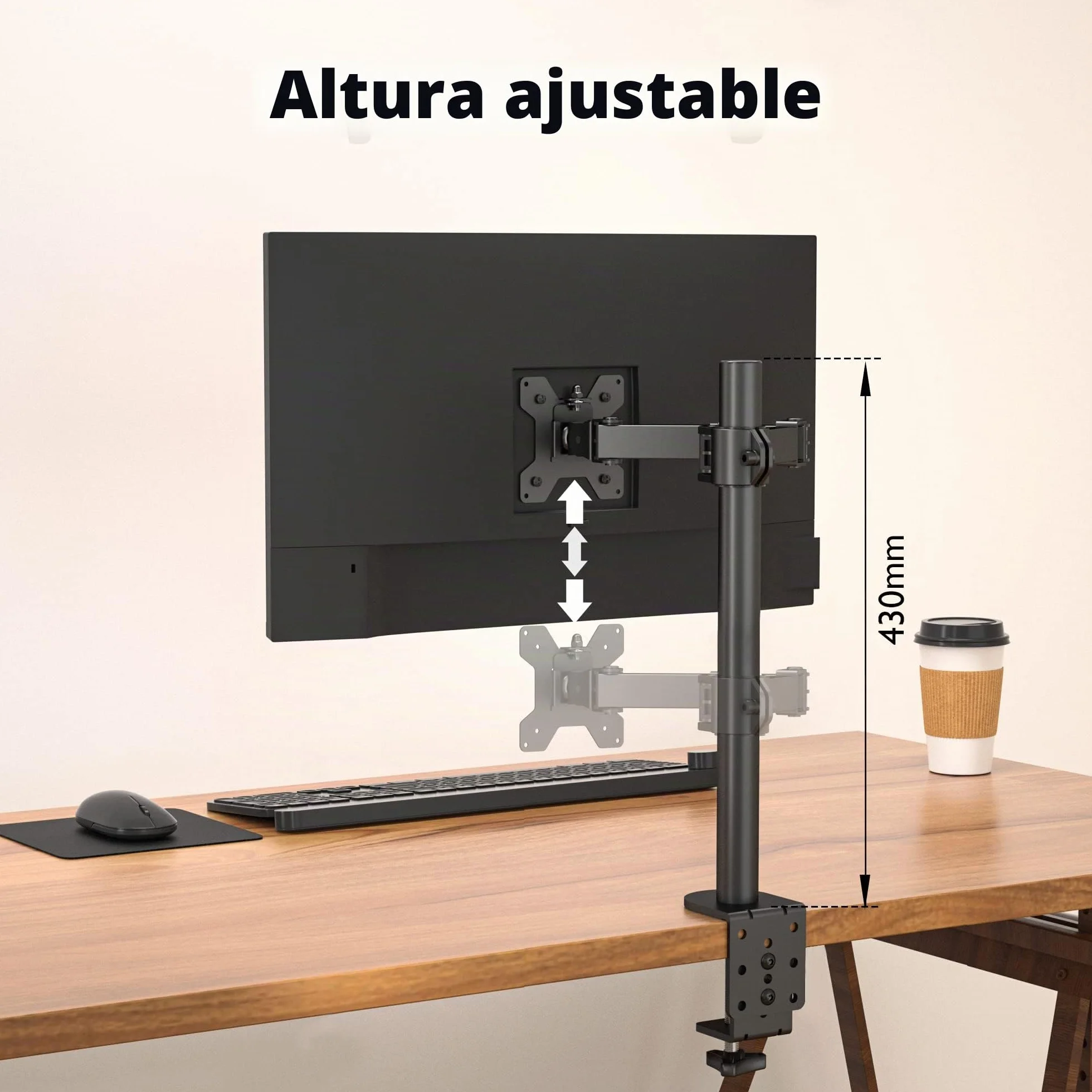BONTEC Soporte Monitor para Pantallas LCD LED de 13-32 Pulgadas, Brazo Monitor de Escritorio para Pantallas de Monitor hasta10 kg, Altura Ajustable, 2 Opciones de Montaje, VESA 75x75/100x100mm