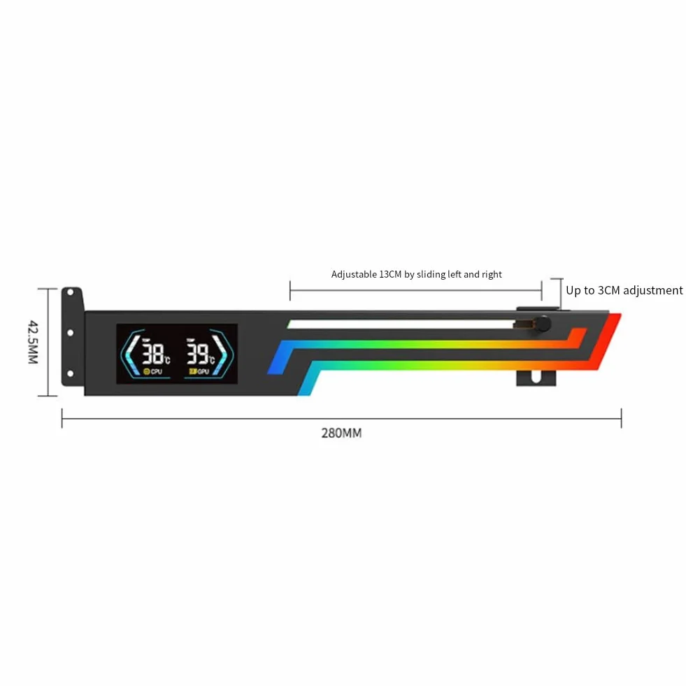 Soporte para Tarjeta Gráfica Z-X6 con Pantalla de Temperatura, 5 V, 3 Pines, ARGB, Aura Sync, VGA, Ajustable.