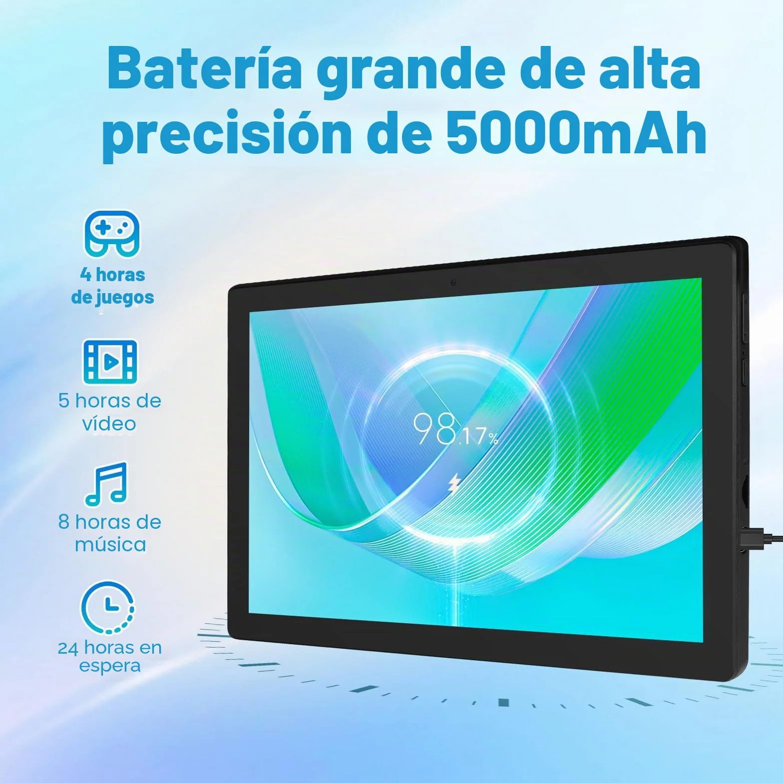 Tablet 10 Zoll Android Octa-Core 8GB RAM 64GB ROM (1TB TF) 1280x800 IPS Pantalla táctil GMS-zertifizierter 5000mAh Tablet PC WiFi 6 Bluetooth 5.4 Widevine L1 Dual-Kamera