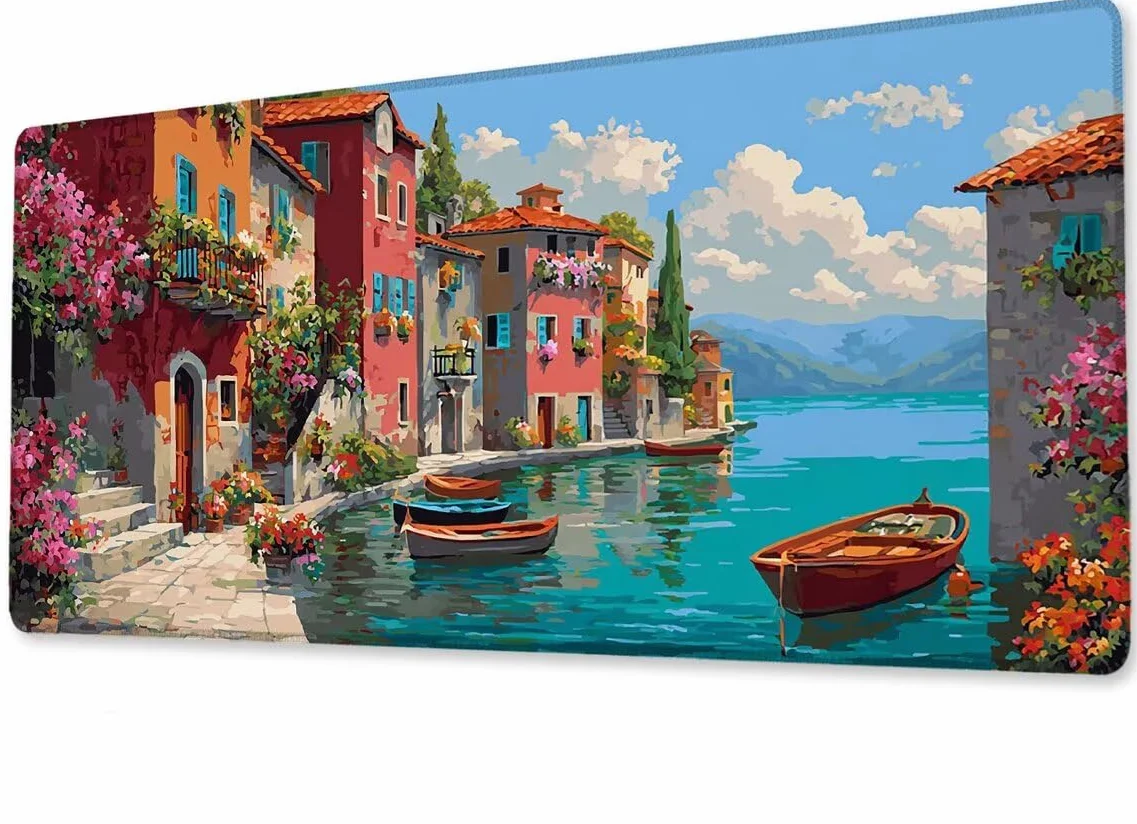 Alfombrilla Ratón XXL 600x1200x3 mm Mouse Pad Grande Gaming Paisaje Alfombrilla Escritorio,con Base de Goma Tapete Escritorio con Bordes Cosidos, Impermeable Antideslizante Ordenador Desk Mat zj-845