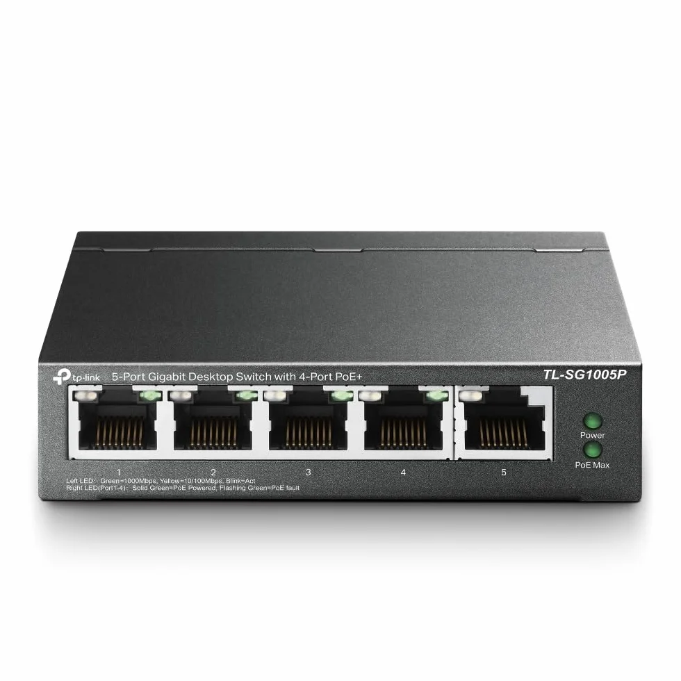 TP-Link TL-SG1005P - 5 Puertos Gigabit PoE Switch | 4 Puertos PoE 65W | 802.3af Obediente |Puertos blindados | Optimización de tráfico | Plug and Play |Fuerte Carcasa Metálica
