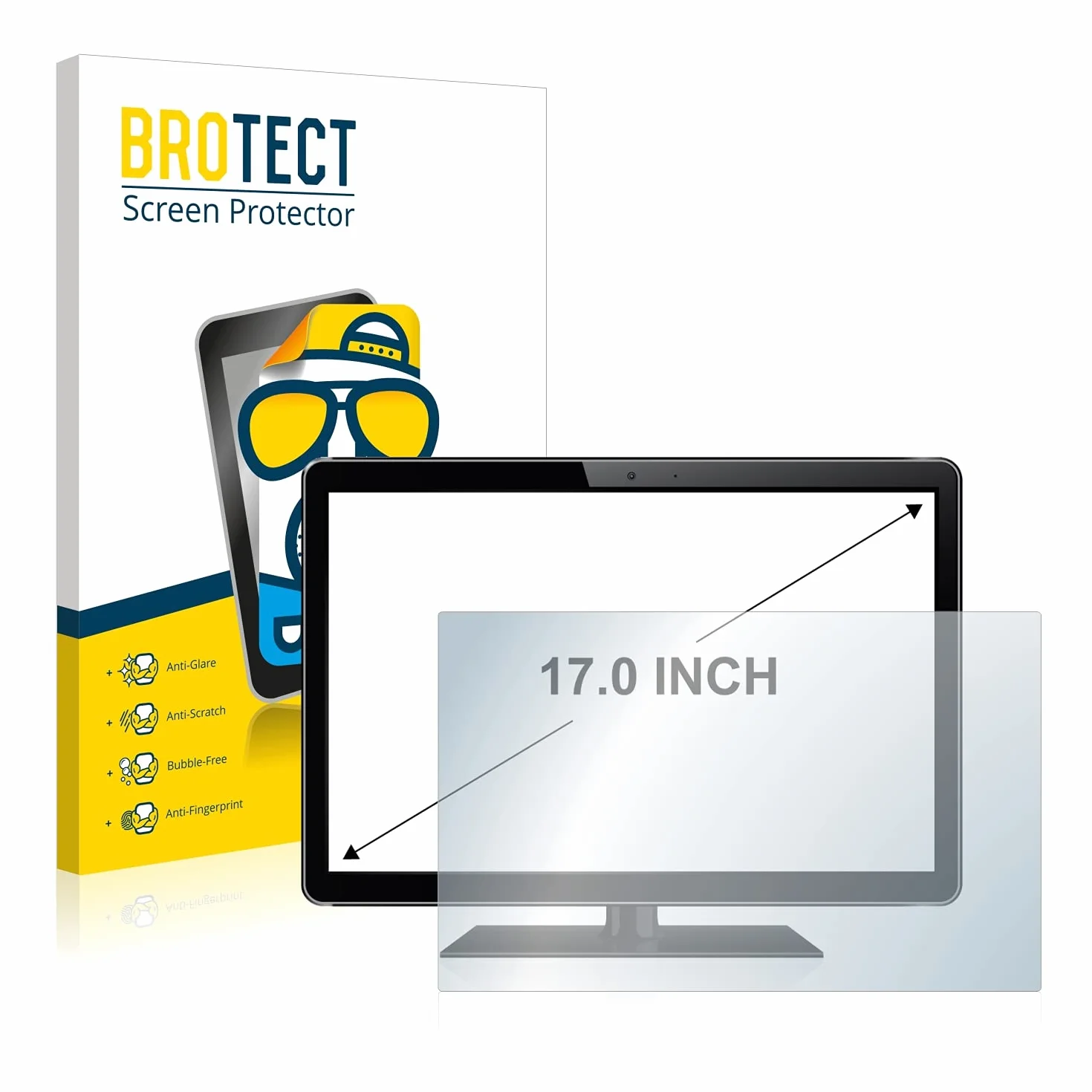 BROTECT Protector Pantalla Anti-Reflejos 17" para Ordenadores todo en uno con 43.2 cm (17,0 pulgadas) [341 mm x 273 mm, 4:3] Anti-Huellas