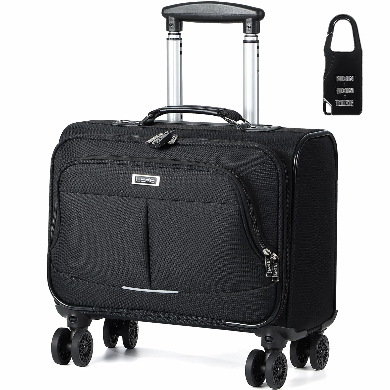 Maletín con Ruedas para Portátil, Maleta de Negocios con Cerradura TSA, Compartimento para Portátil, Bolso de Viaje Impermeable, Negro