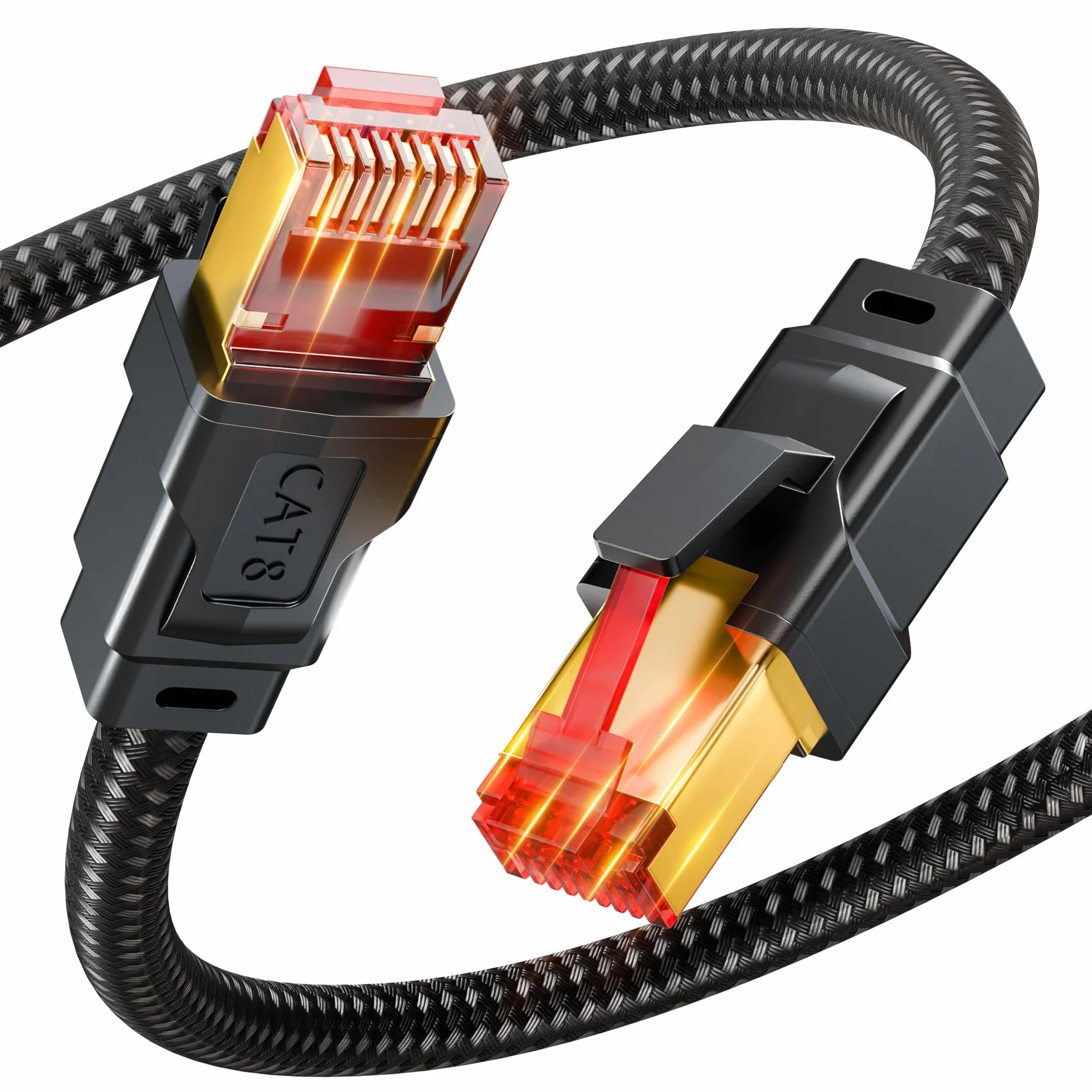 Cable Ethernet 10 Metro, Cat8 Cable de Red 40Gbps 2000Mhz Alta Velocidad, RJ45 Gigabit Cable Lan, Trenzado de Nylon Cable Internet para Router,Modenm,PC,PS4/5,Juegos, Más rápido que Cat 6, Cat 7