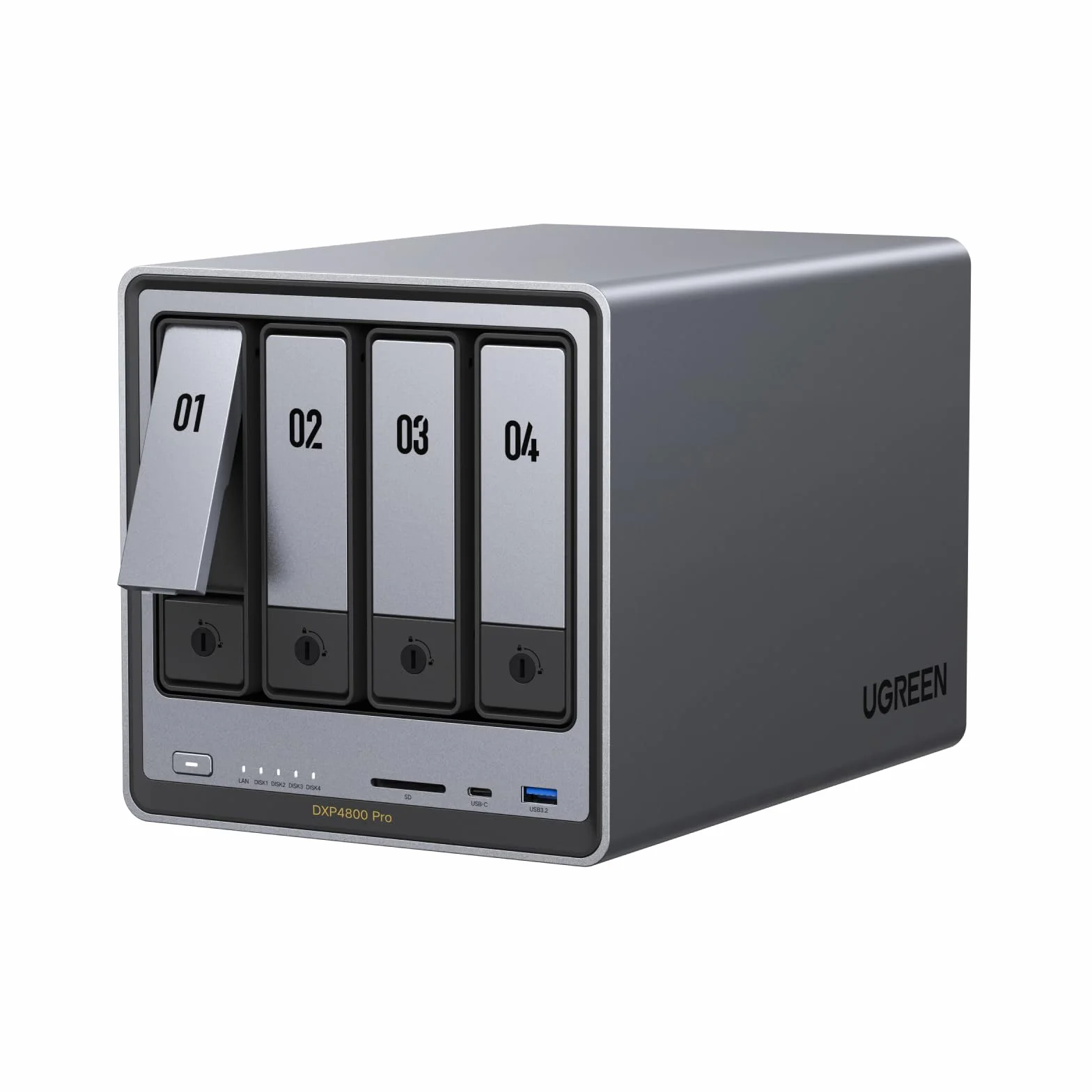 UGREEN NASync DXP4800 Pro NAS de Escritorio 4 bahías, CPU Intel i3-1315U (6 núcleos), 8GB DDR5 (hasta 96GB), 128G SSD, 1x10GbE, 1x2,5GbE, 2 Ranuras M.2 NVMe, HDMI 4K (sin Discos)