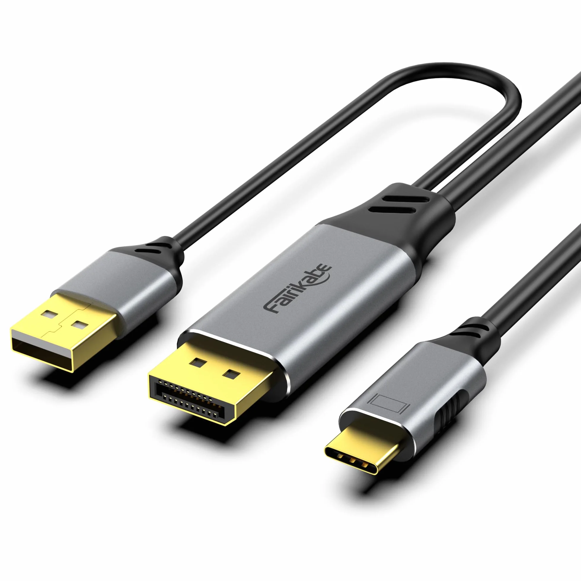 fairikabe DisplayPort a USB-C 4K60Hz, fuente unidireccional DP a USB-C (macho a macho), compatible con monitor portátil táctil, MacBook Pro/Air y iMac