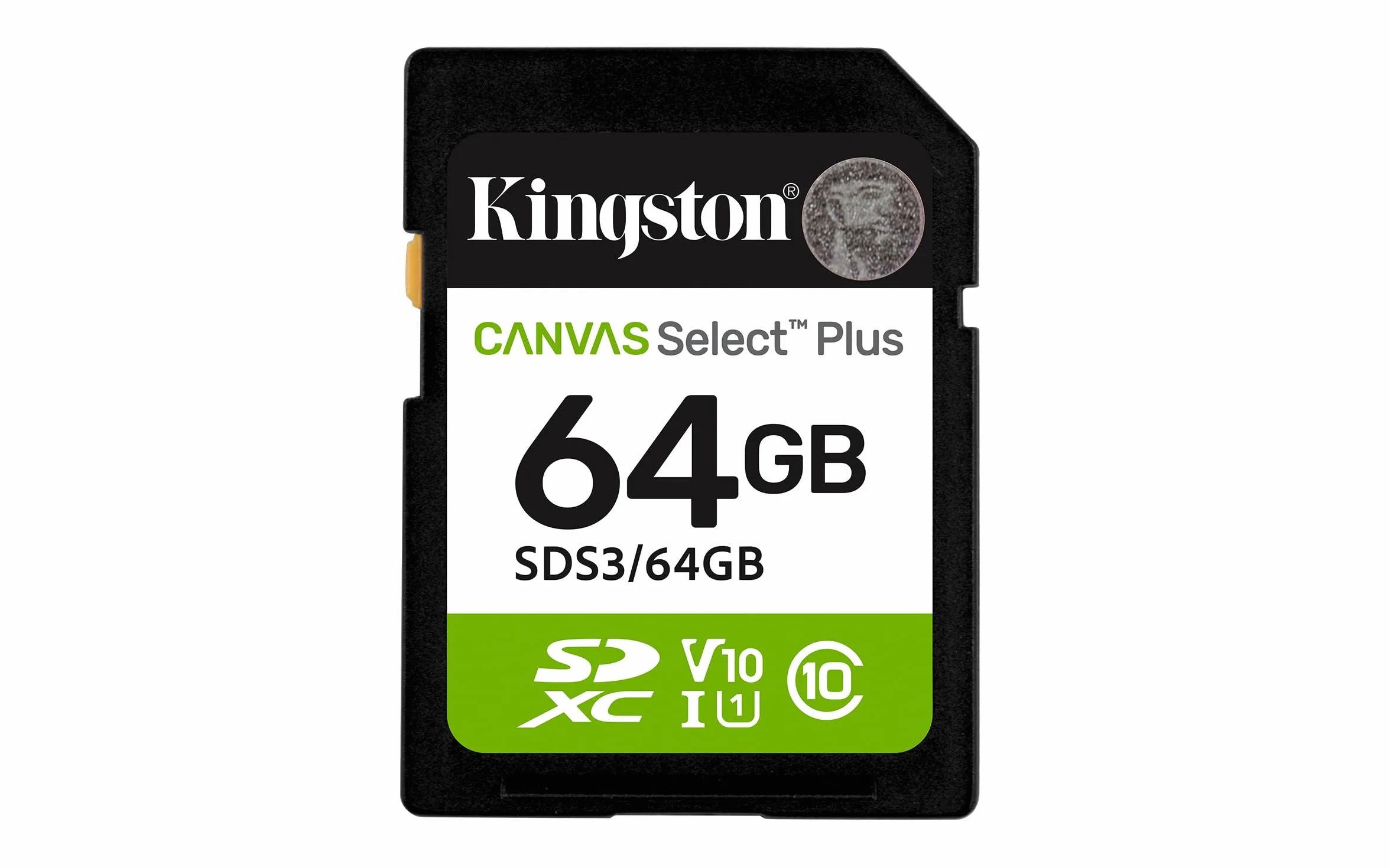 Kingston Tarjeta de Memoria SD Canvas Select Plus 64GB SDXC Gen3 100MB/s C10 UHS-I U1 V10-SDS3/64GB