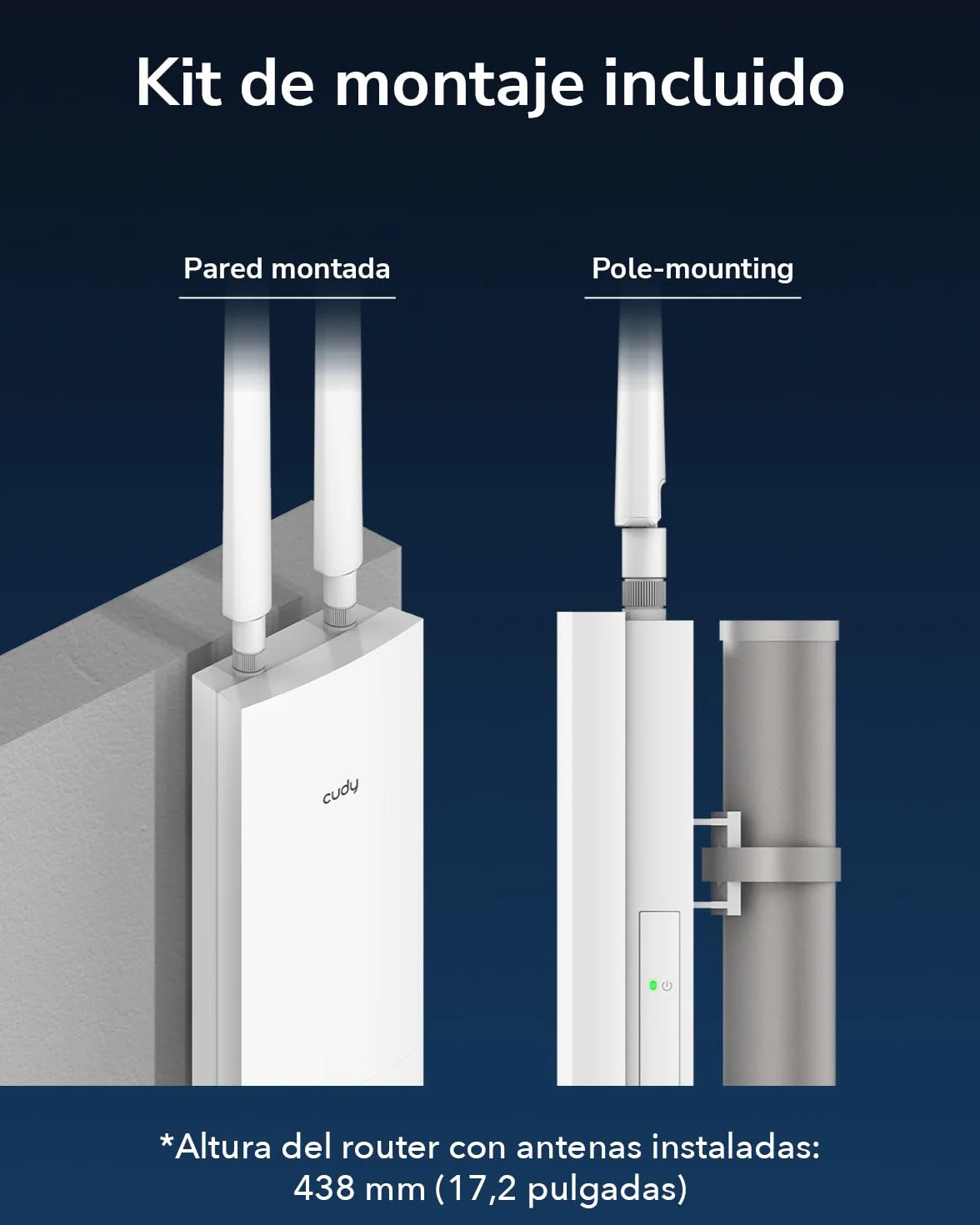 Cudy AP3000 Outdoor WiFi 6 AX3000 IP65 Punto de Acceso, Puertos Gigabit RJ45, Compatible con PoE Pasivo 802.3at o 48~57V