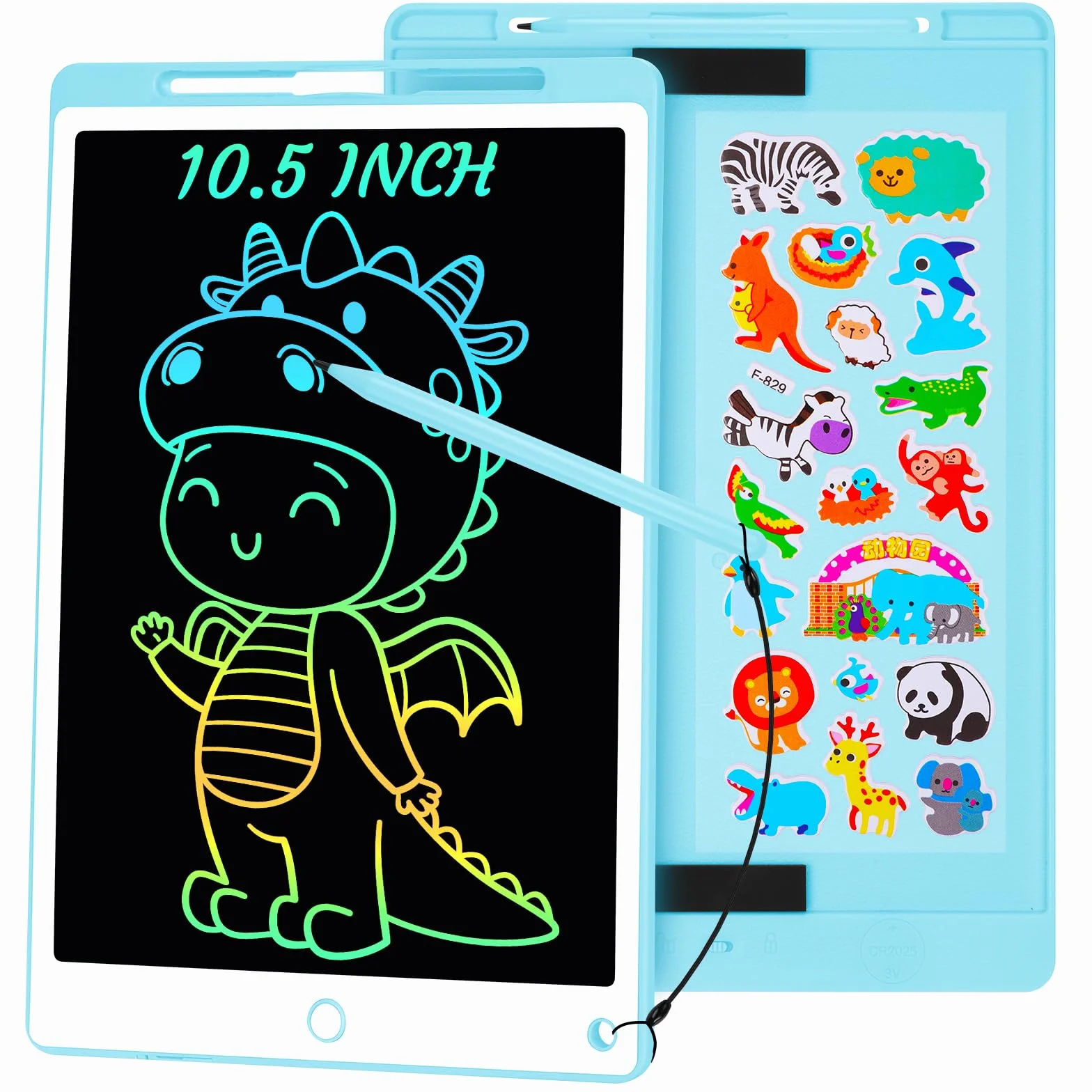 Tableta Escritura LCD Color 10.5 Pulgadas, Tablet Escritura Niños, Pizarra Digital con Botón De Eliminación de Pantalla e Interruptor de Bloqueo para Juegos para 2 3 4 5 6 7 Años, Azul