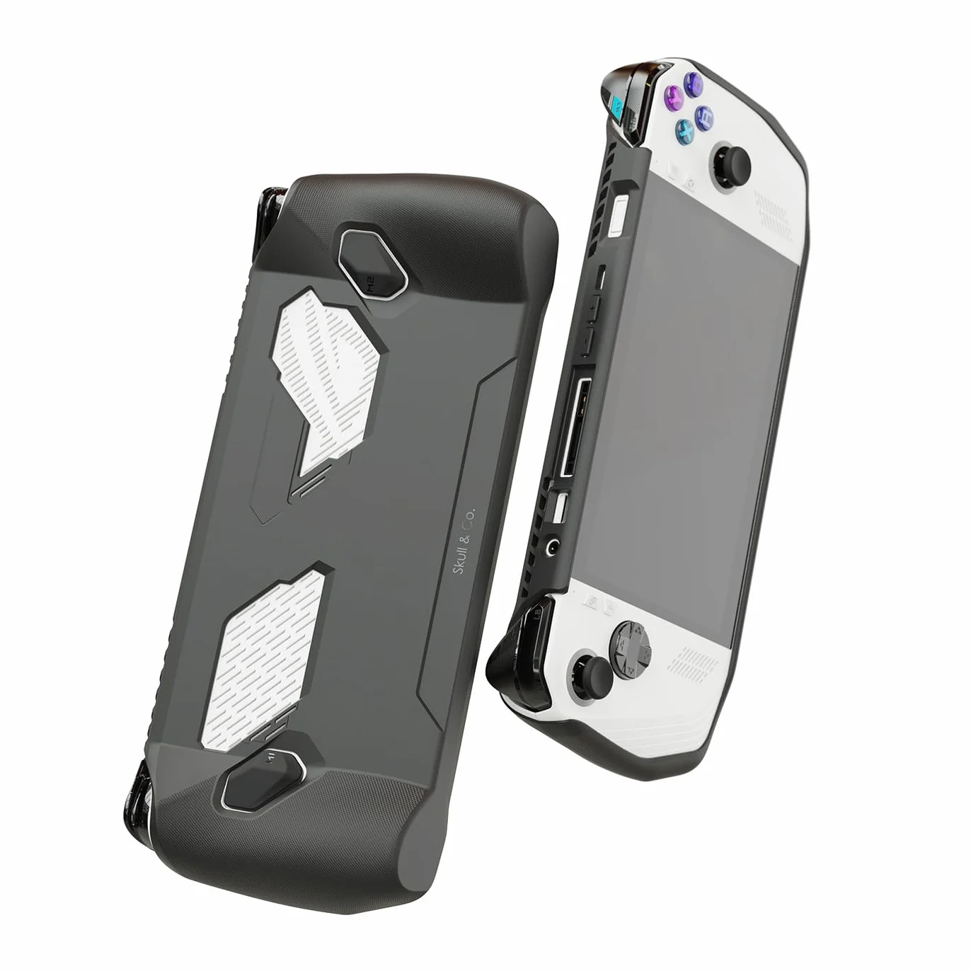 Skull & Co. GripCase Ally for ROG Ally: A Soft Protective Case with Textured Grips Full Protection and Stand, Shock-Absorption Non-Slip and Anti-Scratch Cover Design - Black