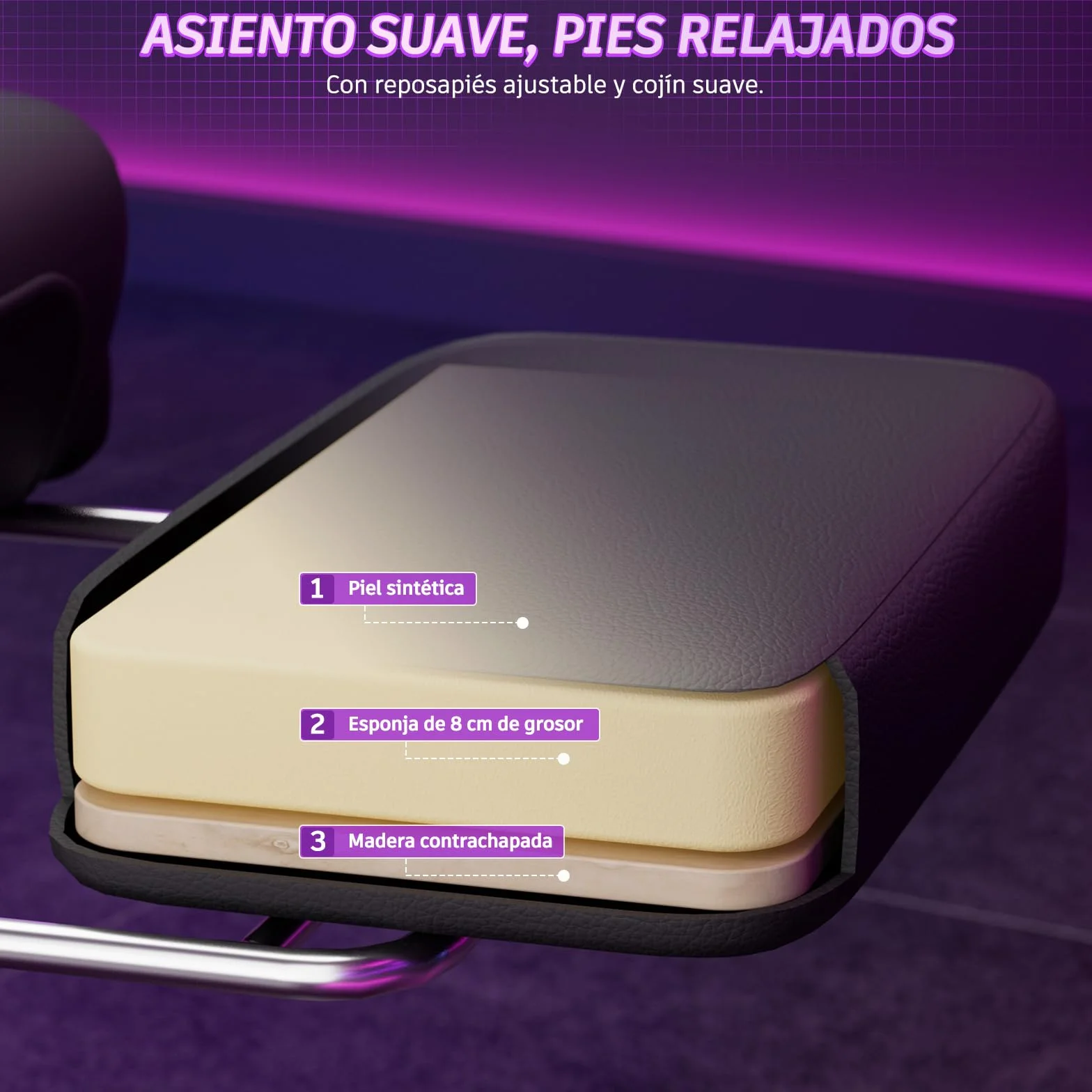 Soontrans Silla Gaming con Masaje Lumbar, Reposapiés Retráctil, Respaldo Inclinable 135°, Carga 150kg (Cuero Gris)