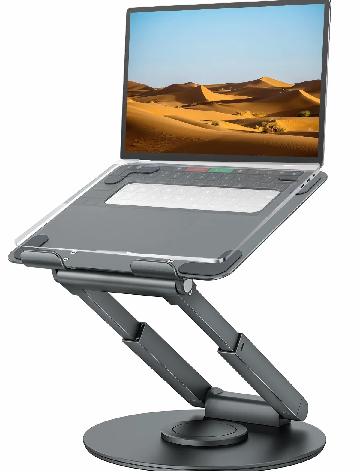 tounee Soporte Portátil Altura Ajustable de hasta 21 Pulgadas, Soporte Ergonómico Ordenador Portátil con Base Giratoria de 360 Grados Laptop Stand Compatible con Todas Las Portátiles de 10-17", Gris