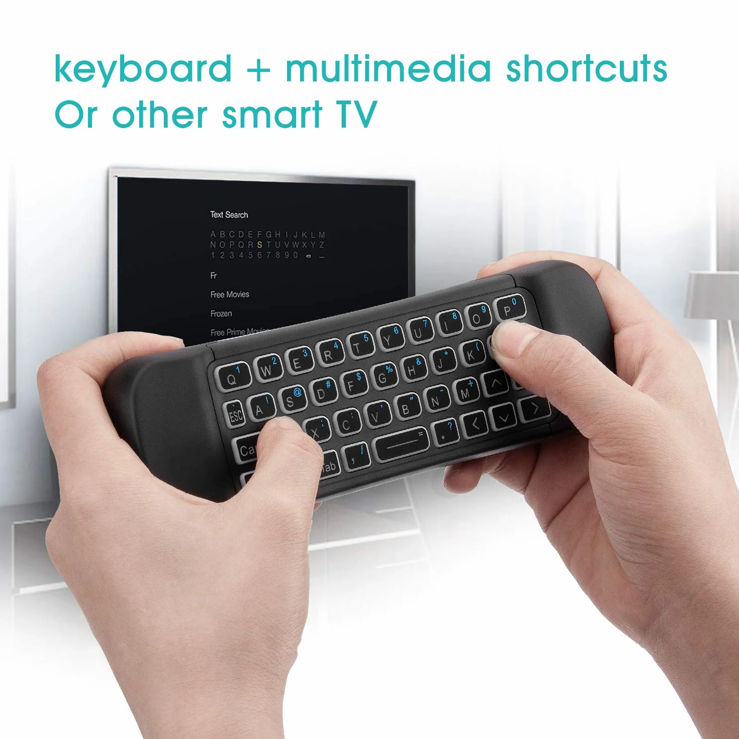 Rii MX6+ Wireless + IR - Control Remoto con Gyro Mouse, Teclado retroiluminado y micrófono para Android Smart TV, TV Box, PC y Mac