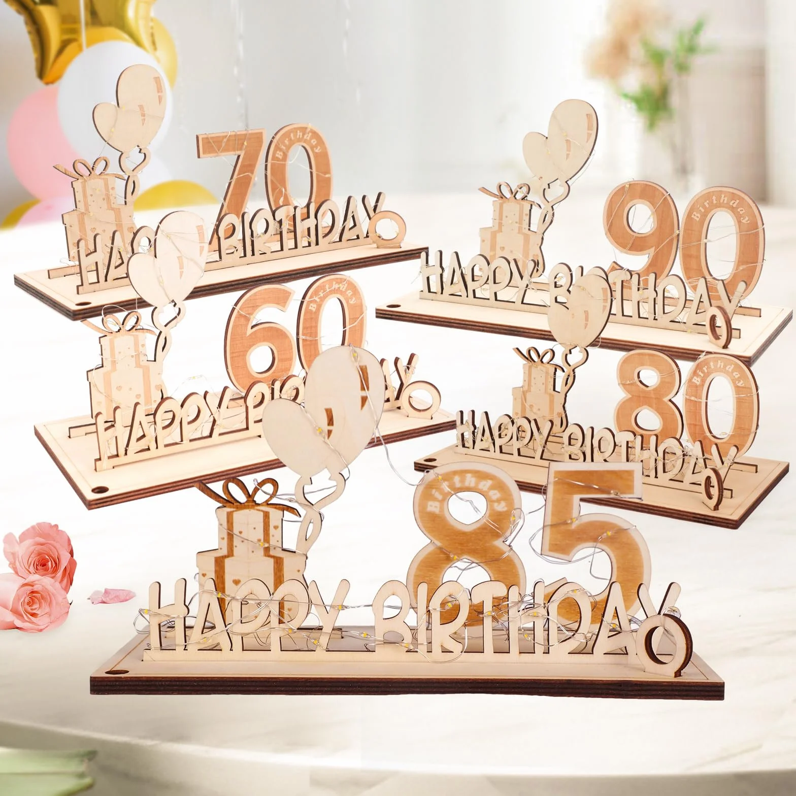 Decoracion 85 Cumpleaños para Hombre Mujer con Tira de Luces LED y Libro de visitas
