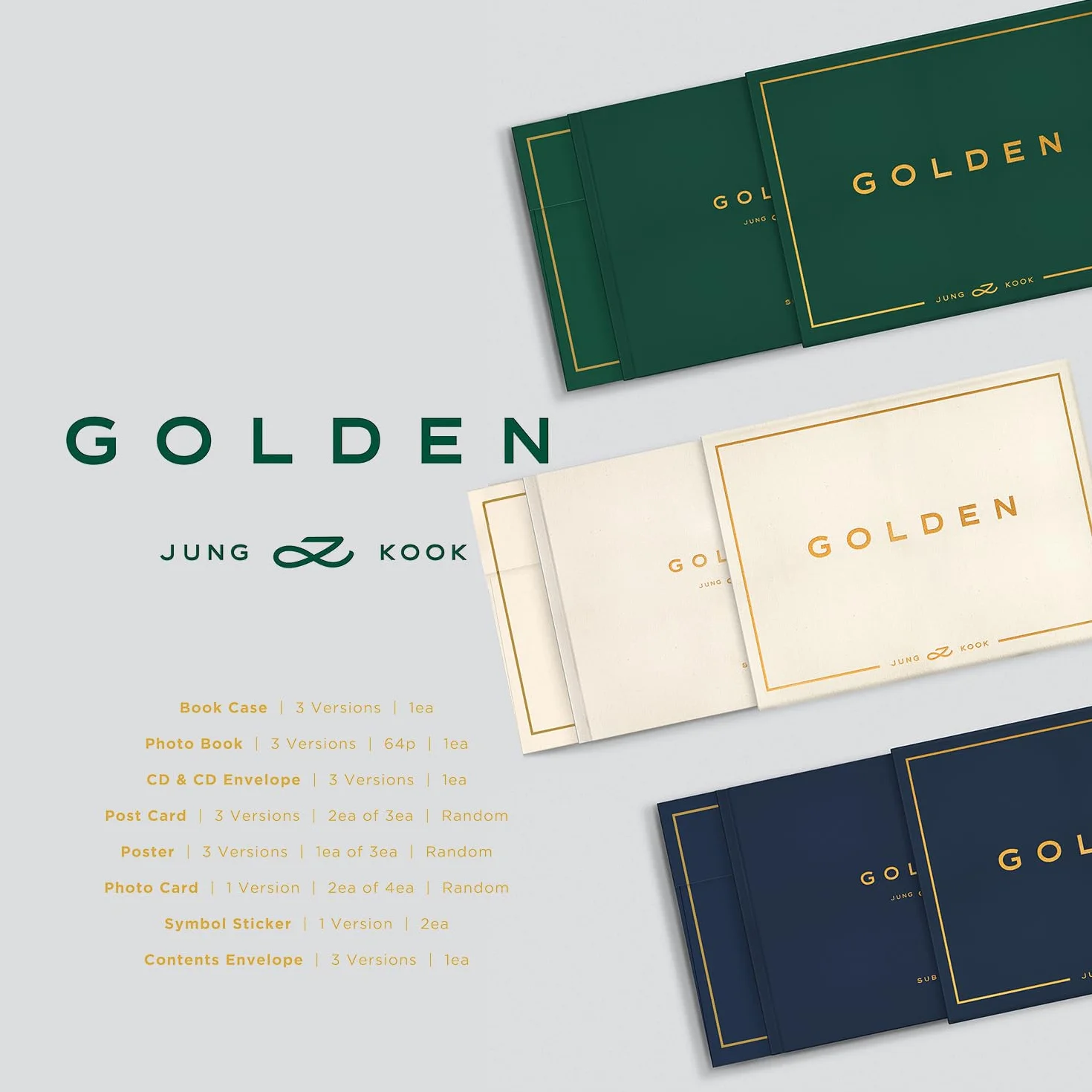 GOLDEN SHINE Ver. Book Case Photo Book CD Post Card Poster Photo Card Symbol Sticker Contents Envelope 2 Extra Photocards