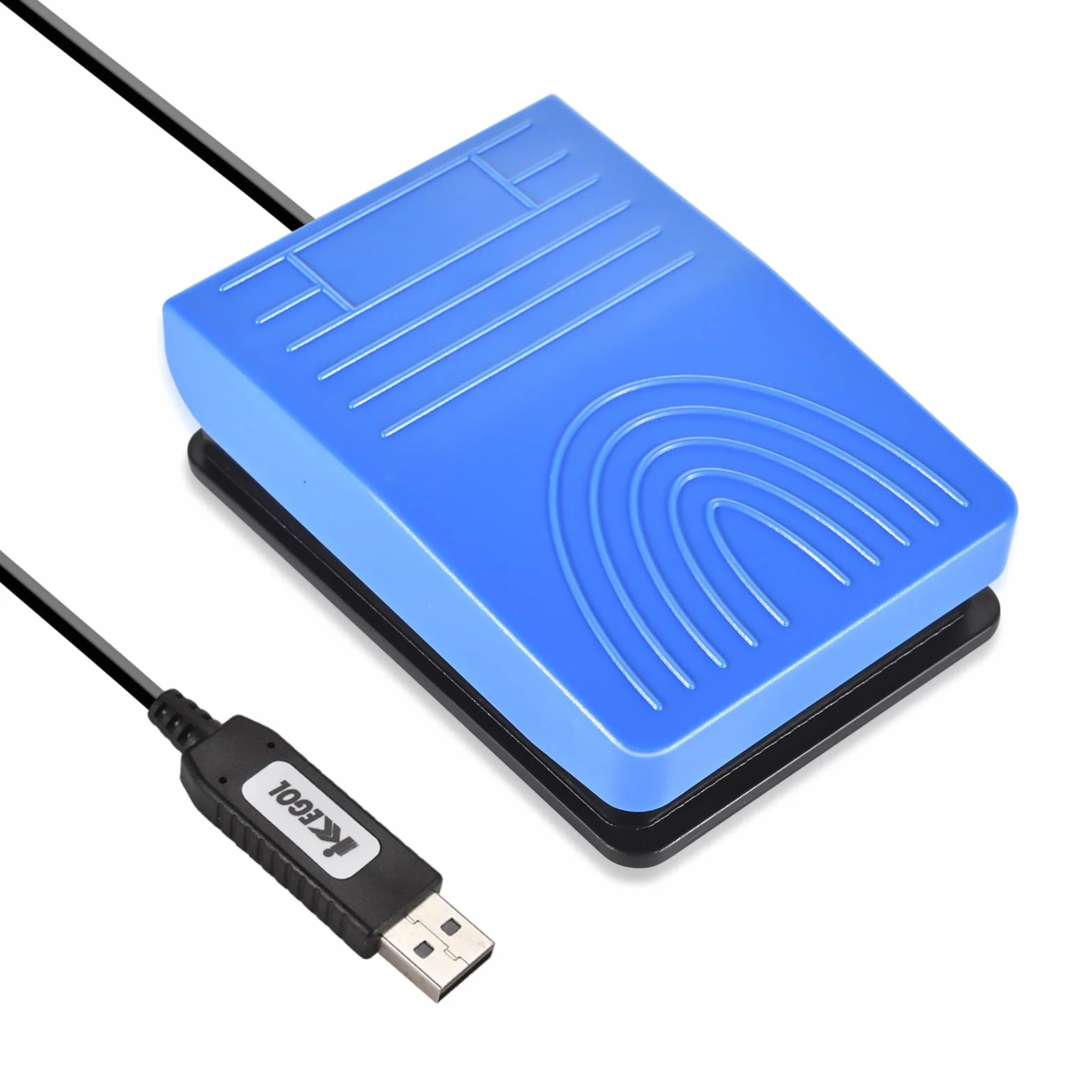 [Actualizado] iKKEGOL Interruptor de pedal USB para videojuegos, PC, manos libres, programa de control de una tecla, teclado de ratón para computadora, HID con cable de 2 m, color azul
