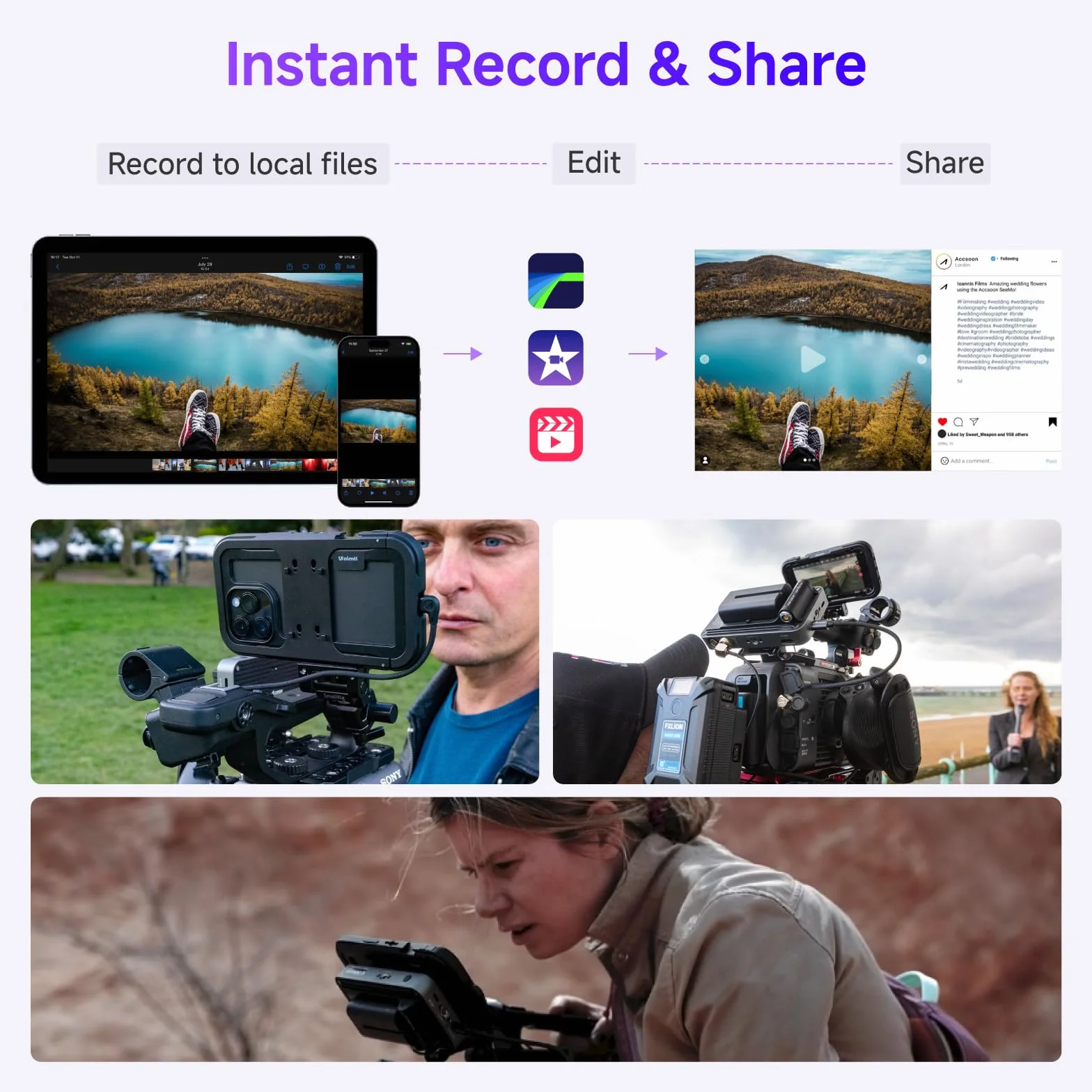 Accsoon SeeMo Pro - Adaptador de grabación de vídeo SDI y HDMI a USB-C para y iPad, Compatible con vídeo 1080P 60FPS y monitoreo en Tiempo Real, Streaming/grabación