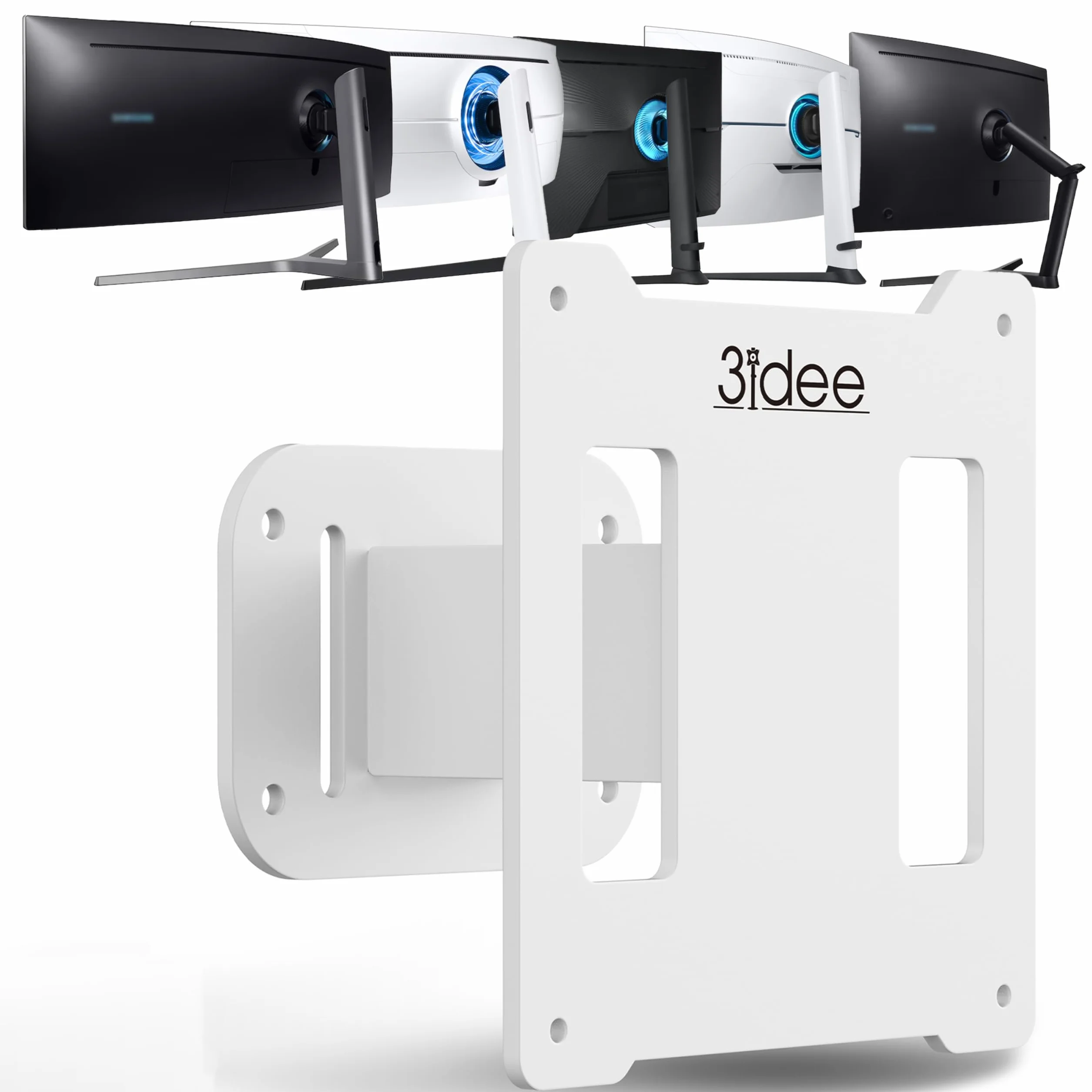 3IDEE Adaptador VESA Compatible con Monitor Samsung Odyssey G9, Neo G9, G8, Neo G8 y más - para Monitor Curvo de 49/57 Pulgadas - Capacidad de Carga Extrema de hasta 30 kg - VESA 100x100 - Blanco