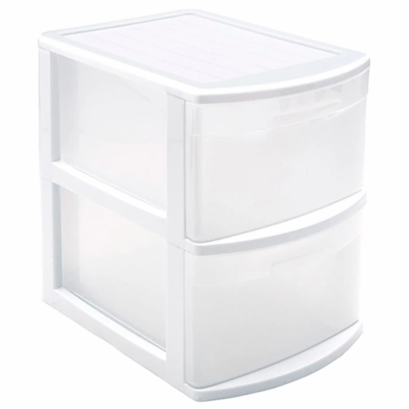 Cajonera Estrecha Támesis Plástico 2 Cajones Transparentes Torre Almacenaje 40x28.5x39 cm Blanco