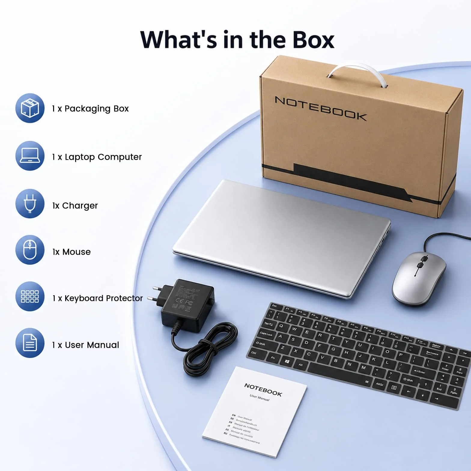 2026 Ordenador portátil 15.6 Pulgadas pc portátil 5025U, 8GB RAM 128GB SSD DDR4, Lector Huellas dactilares, 5G WiFi USB 3.0, 1920 x 1080 IPS FHD, 5000 mAh, Teclado Completo retroiluminado/Panel táctil