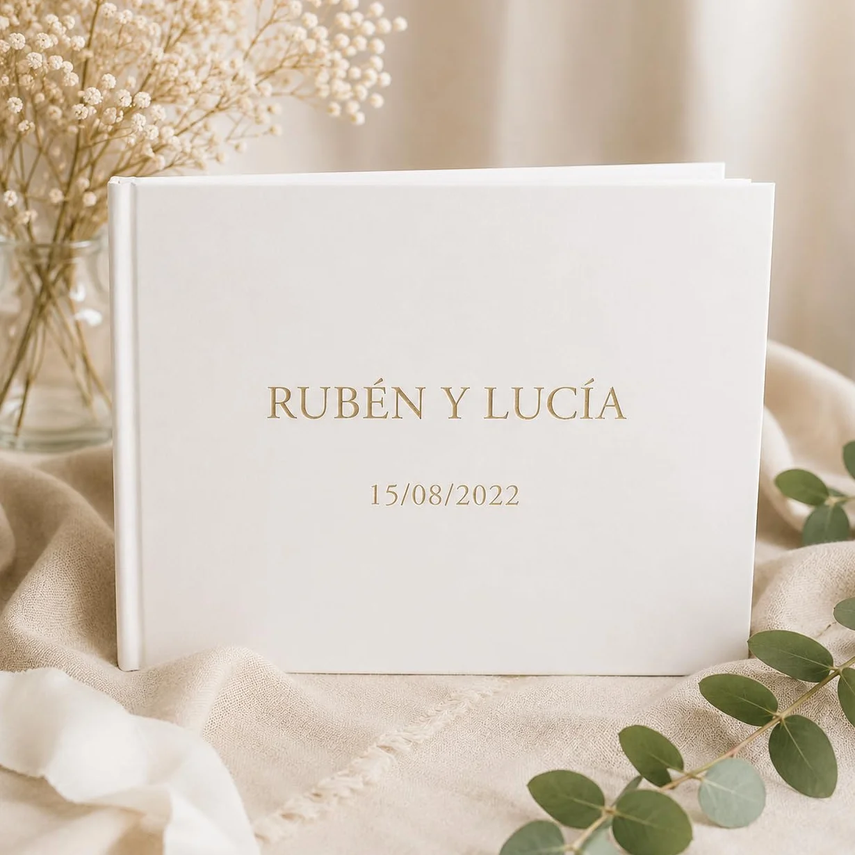 Álbum Personalizado para Libro de Firmas | Cubierta Rígida Blanca | Libro de Visitas para Bodas | 27 x 21 cm | 40 Páginas