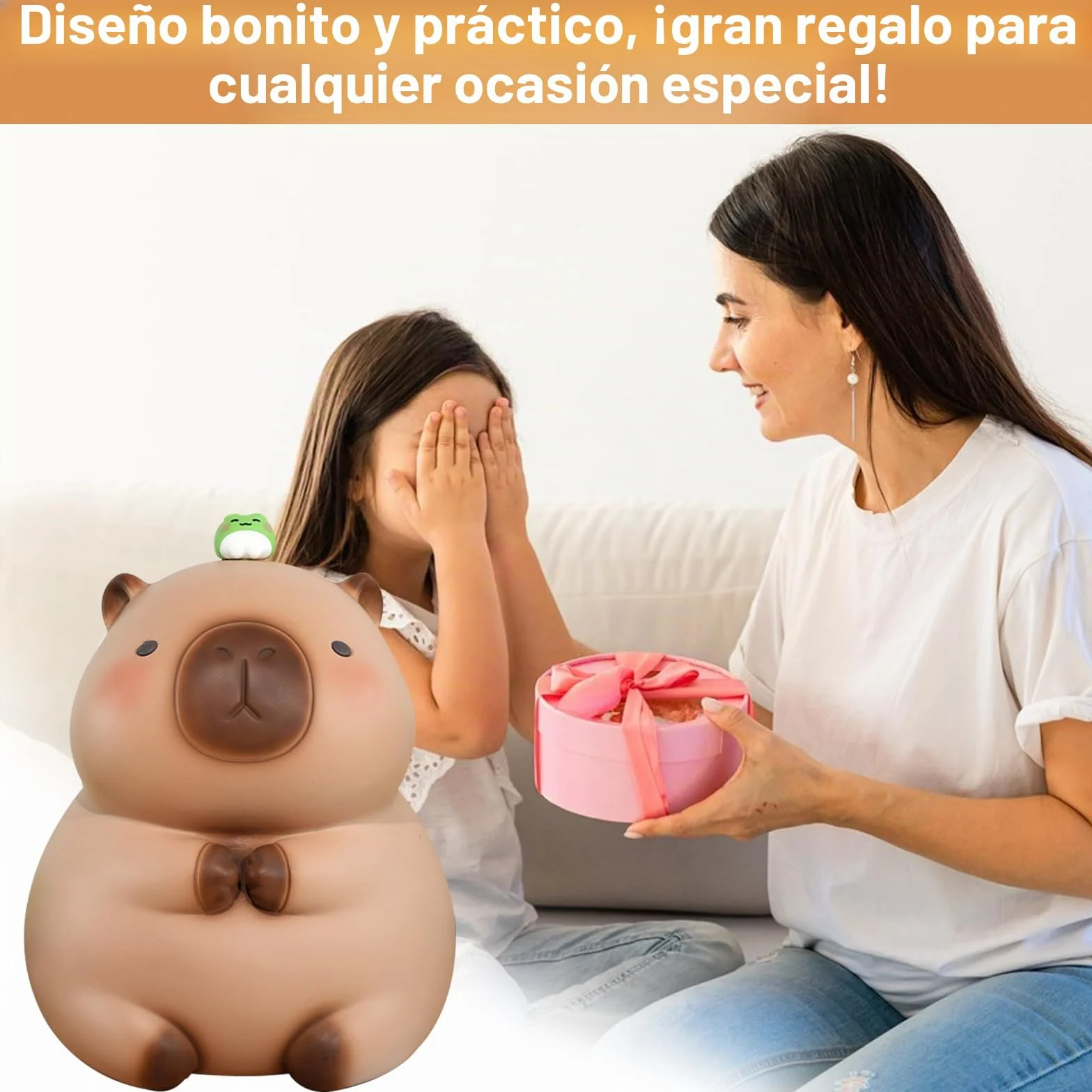 Hucha Capybara irrompible decorativa con tapa giratoria inferior gran capacidad marrón
