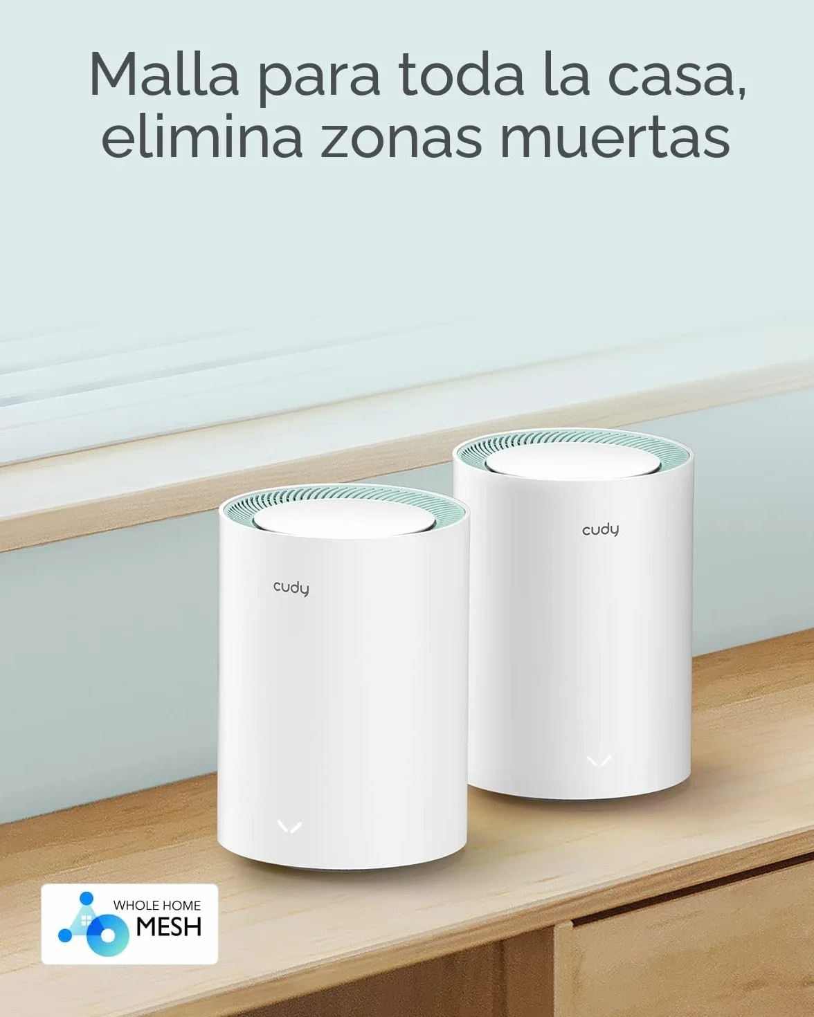 Cudy AC1200 Gigabit Sistema WiFi de Malla Completa, Banda Dual, Extensor WiFi, Puertos Gigabit, Antenas de Alta Ganancia, VPN, Cloudflare, Conecta hasta 100 Dispositivos, M1300 2 Paquete