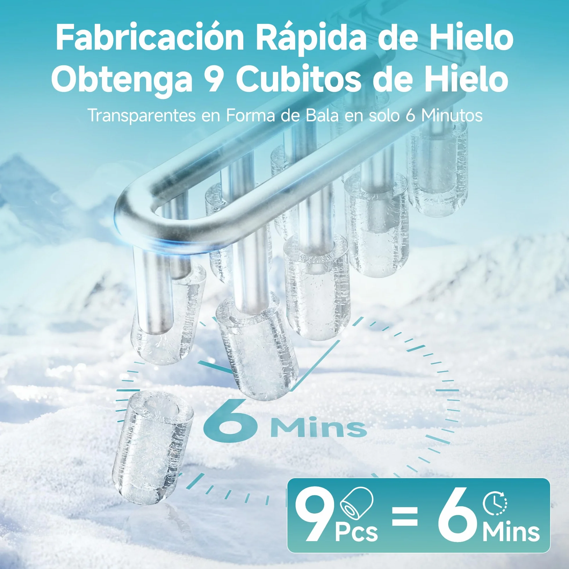 EUHOMY Máquina de Hielo 12Kg/24H 2 Tamaños de Hielo Autolimpiable con Asa y Cesta Plata