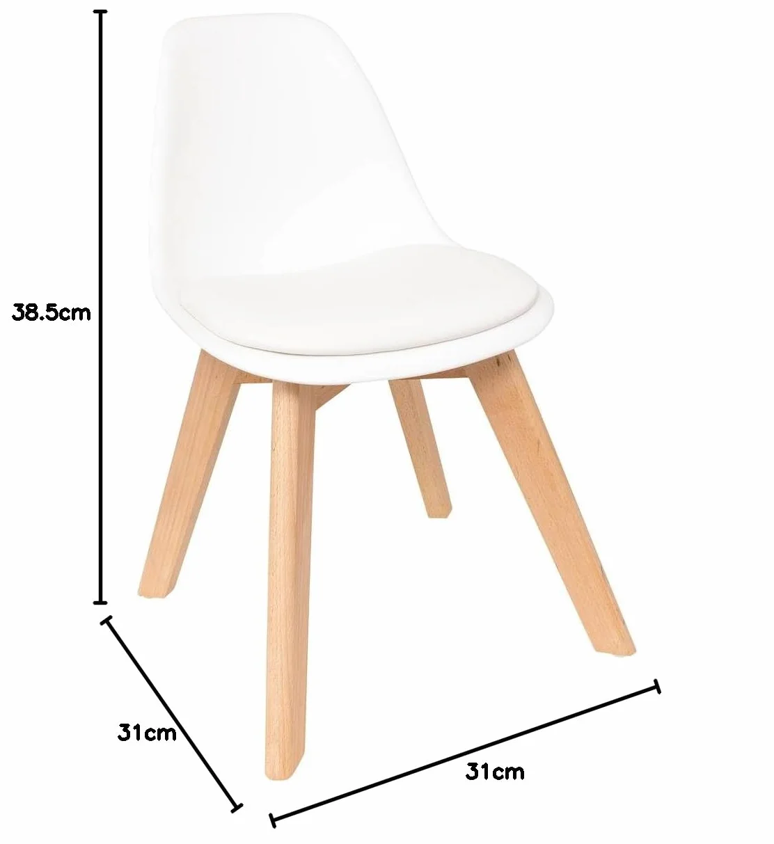 Atmosphera Silla Infantil Baya Blanca Plástico y Haya Comedor Cojín Integrado