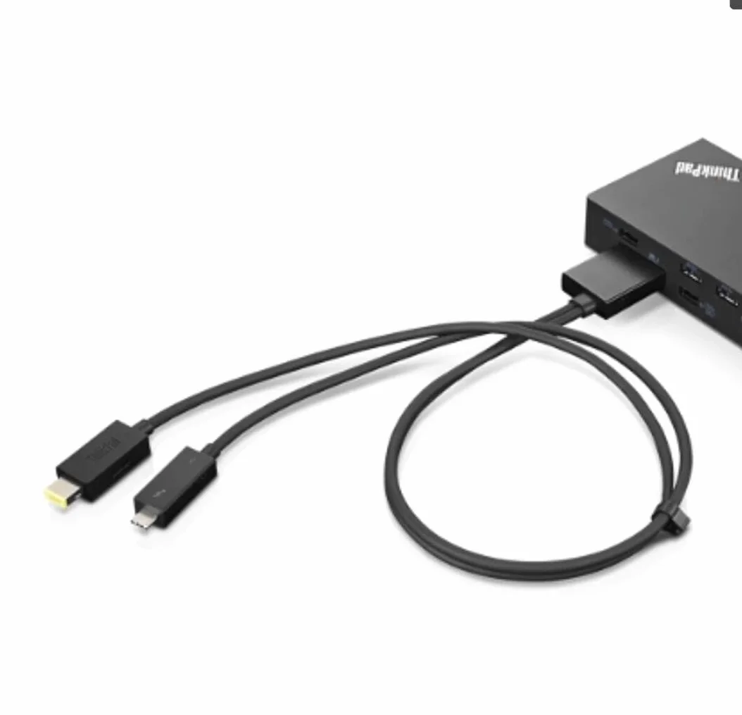 BolAAzuL Thunderbolt 3 WorkStation Dock Split Kable 0,7 M de longitud, 4X90U90616 New Retail Thunderbolt 3 Base de expansión Dock Dock Cable de datos compatible con Lenovo ThinkPad Thunderbolt