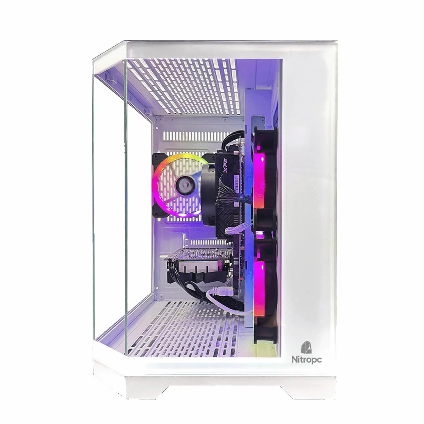 NitroPC - PC Gaming Avanzado (AMD Ryzen 5 5500 3.6 GHz, NVIDIA RTX 5060 8GB, RAM 16GB, M.2 1TB, Windows 11 Pro, iluminación RGB, WiFi) Ordenador de sobremesa, PC Gamer (Blanco)