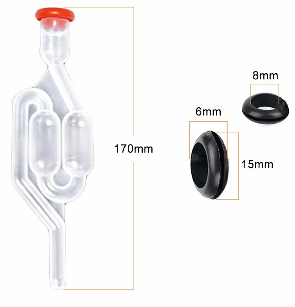 Tubo de Fermentación 4 Piezas Airlock Esclusas de Plástico 20 Piezas Arandelas de Silicona 10 mm para Elaborar Cerveza