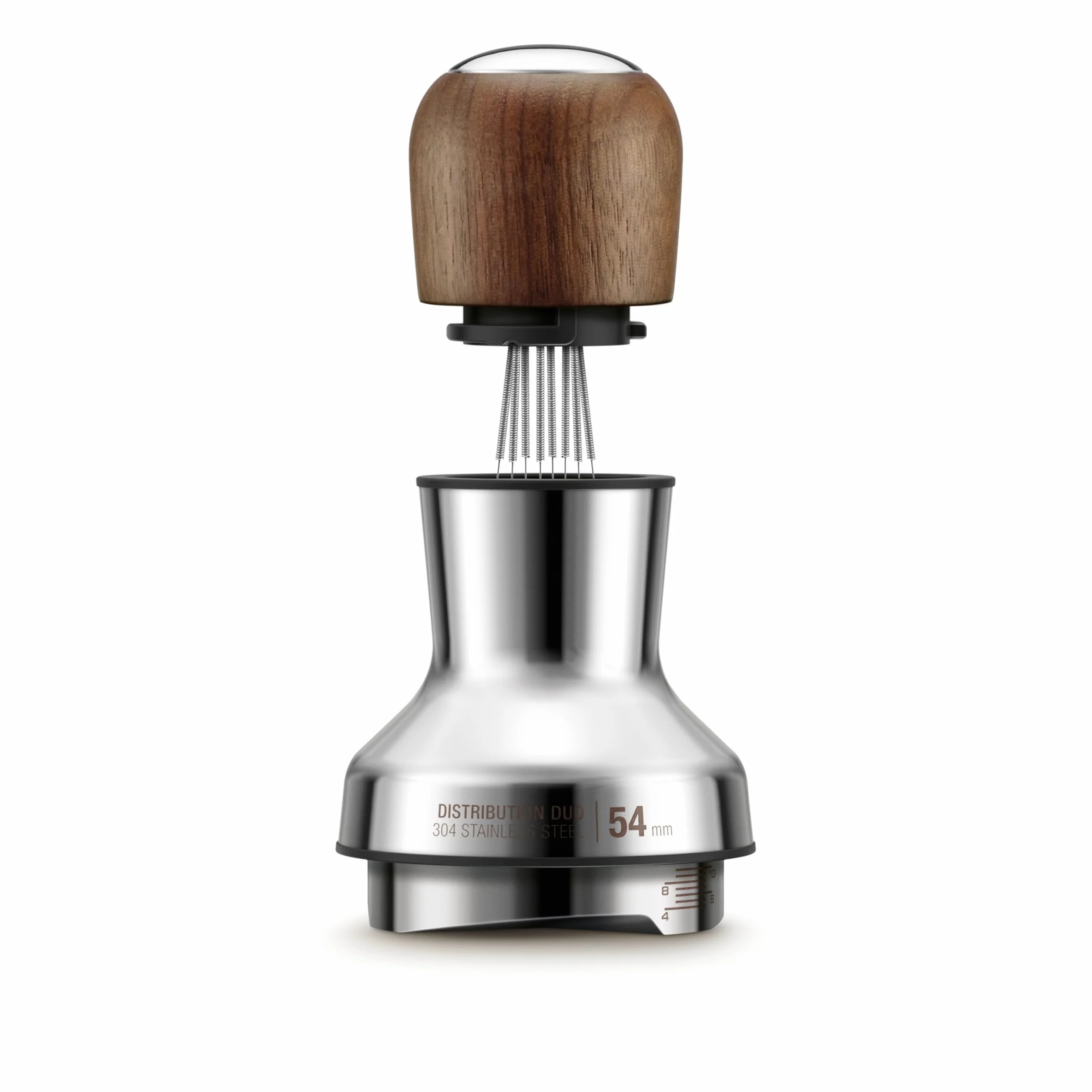 Sage - The Distribution Duo 54mm - Distribuidor y Nivelador de Café 2-en-1, Pines Ajustables y Altura, Compatible con Portafiltros Sage de 54mm - Nogal Premium
