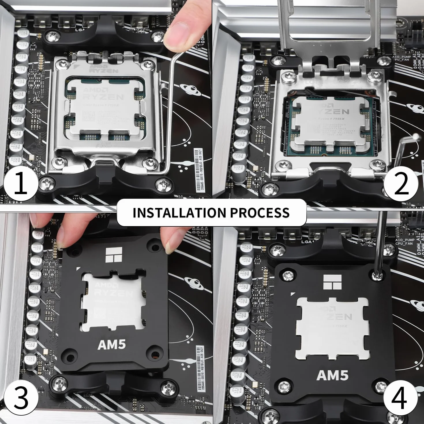 Thermalright Soporte de CPU AM5 Secure Frame Black V2, AM5 Corrective Anti-Bending Fixing Evoiding Capacitors, AM5 Secure Frame, AM5 Anti-Bending Contact Frame (ASF Black V2)