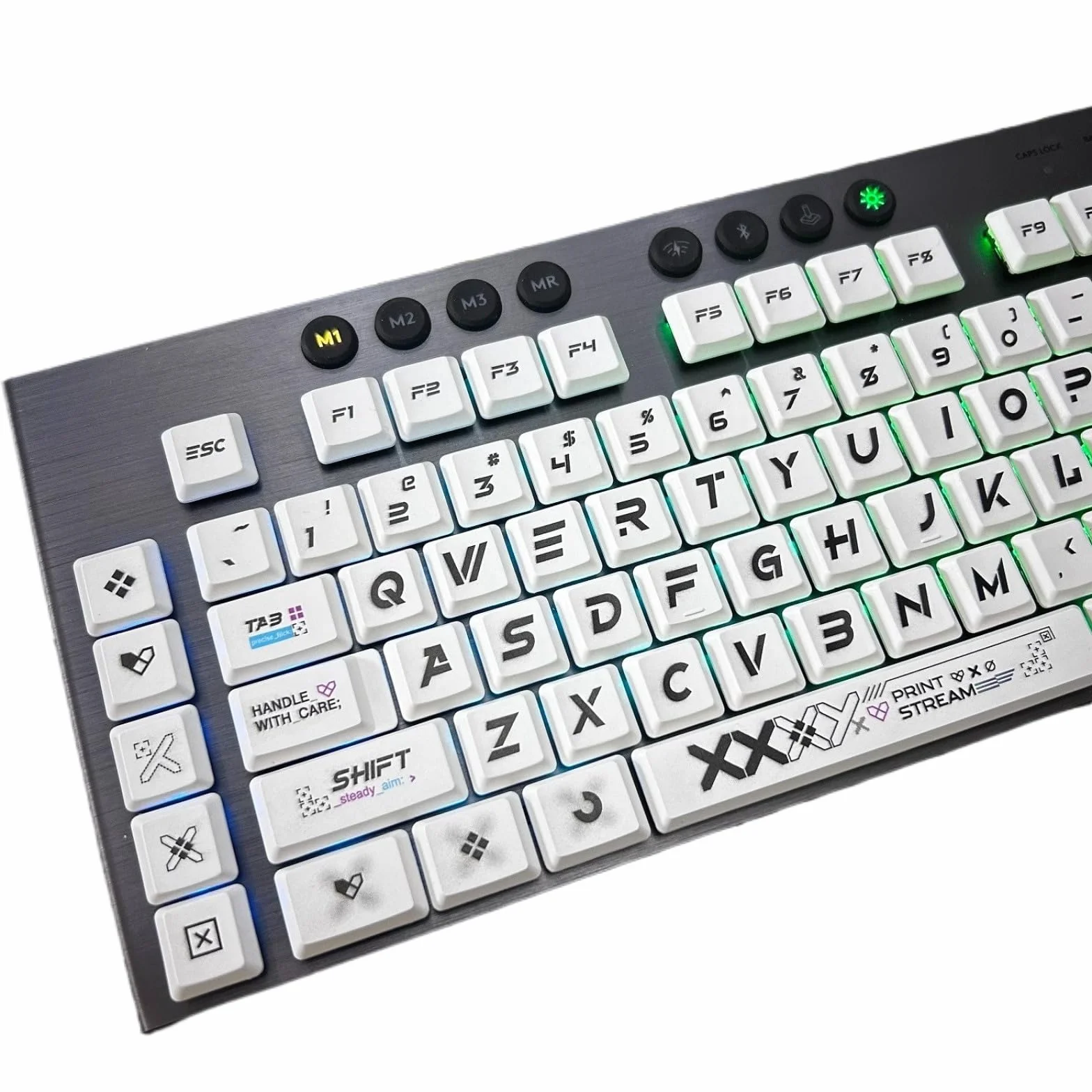 Juego de teclas de perfil bajo PBT/ABS para Logitech G813/G815/G913/G915/G915 TKL RGB teclado mecánico para gaming, diseñado para disposición estadounidense (QWERTY), para jugadores (blanco, opaco