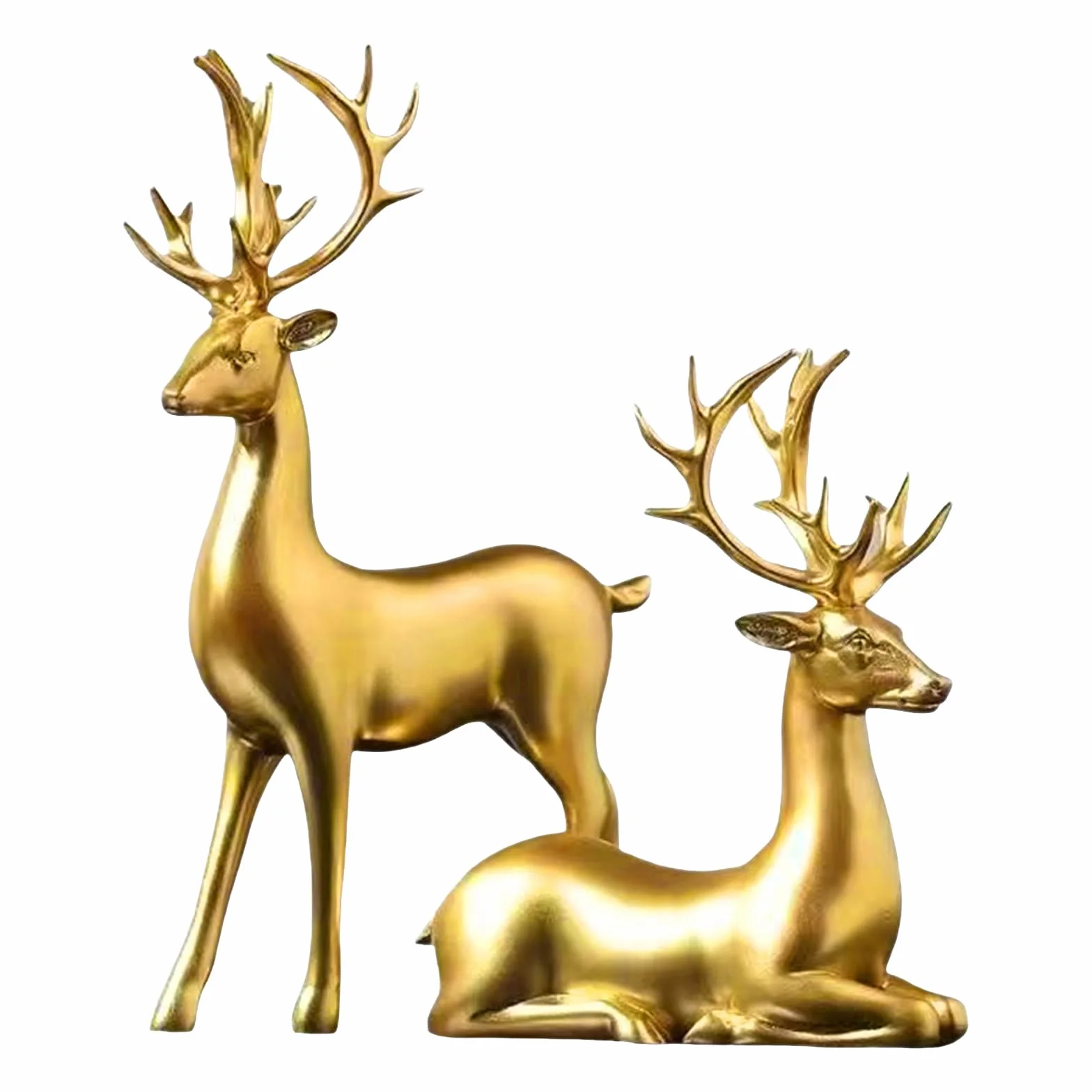 Kashyke 2 figuras decorativas navideñas de reno, estatuas de ciervo grandes, decoración interior elegante