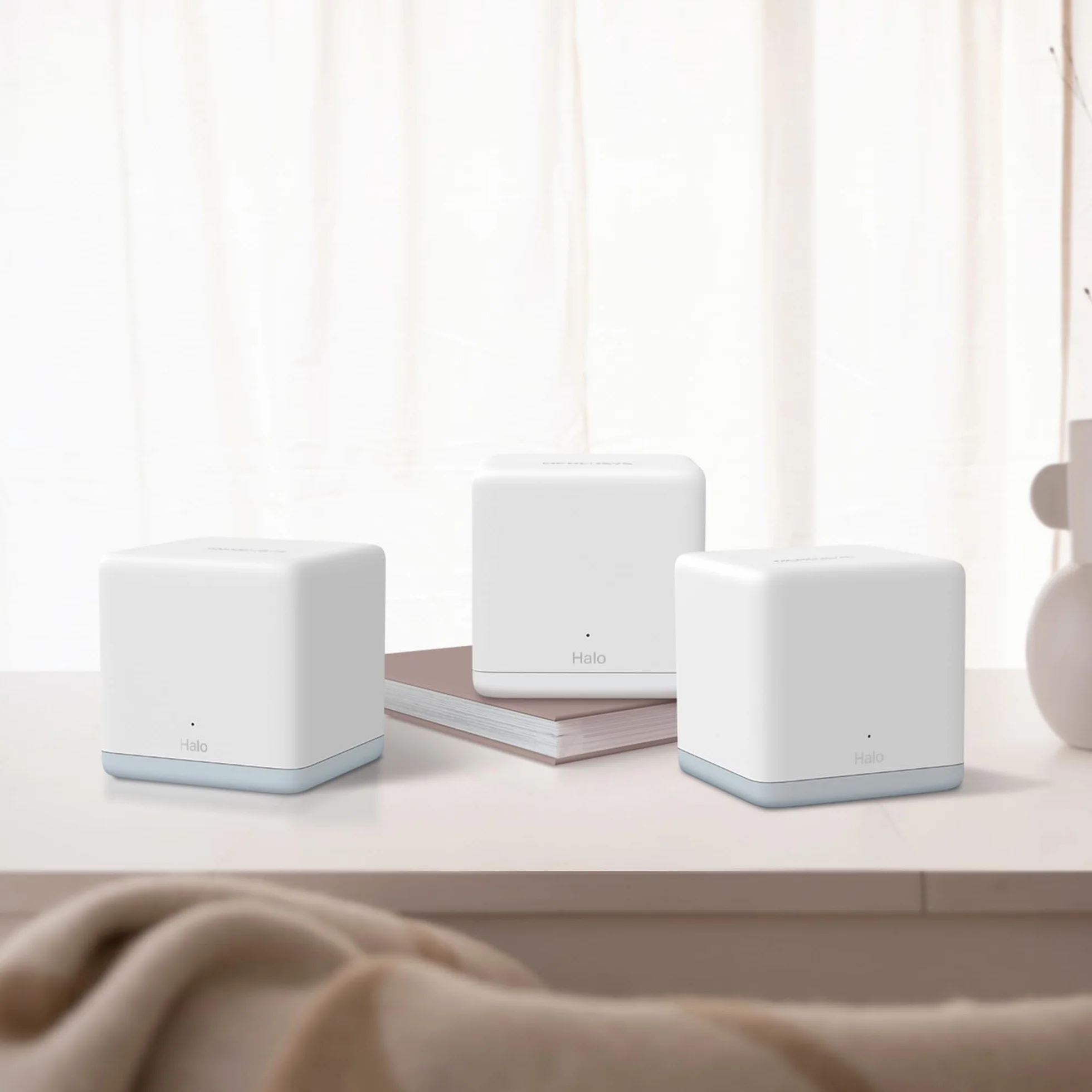 MERCUSYS Halo H1200G (3‑Pack) - WiFi Mesh AC1200 Gigabit Dual Band, Cobertura hasta 320 m², Roaming Inteligente, 1.2 Gbps, 6 Puertos Gigabit, Control por App