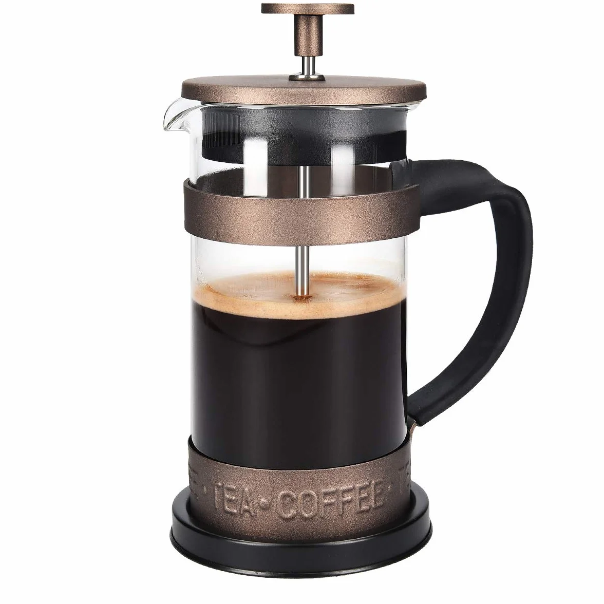 Cafetera Francesa de Acero Inoxidable 350ML Navaris - Cafetera de émbolo 3 Tazas con Jarra de Vidrio