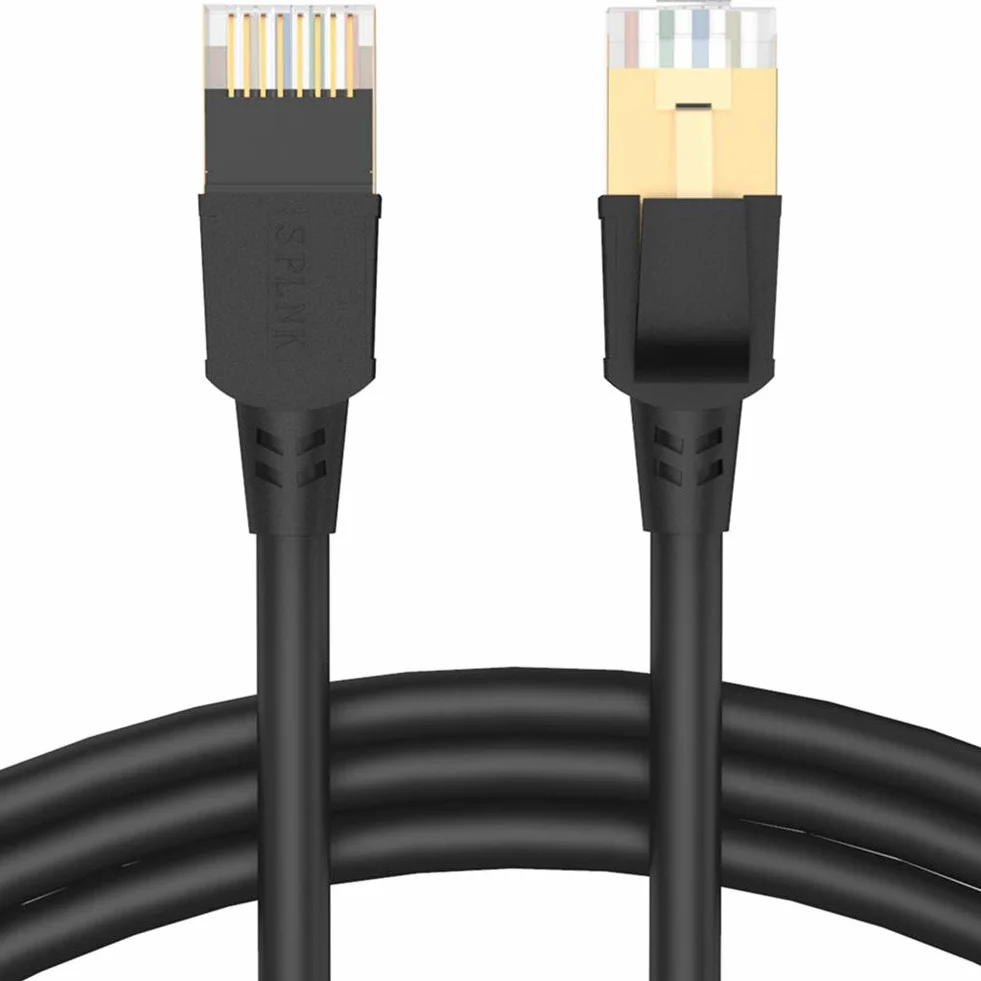 SPLNK Cable Ethernet Cat8, cable de conexión de red profesional 40 Gbps 2000 MHz S/FTP, cable de Internet de alta velocidad con conector chapado en oro RJ45 para módem, router, PC