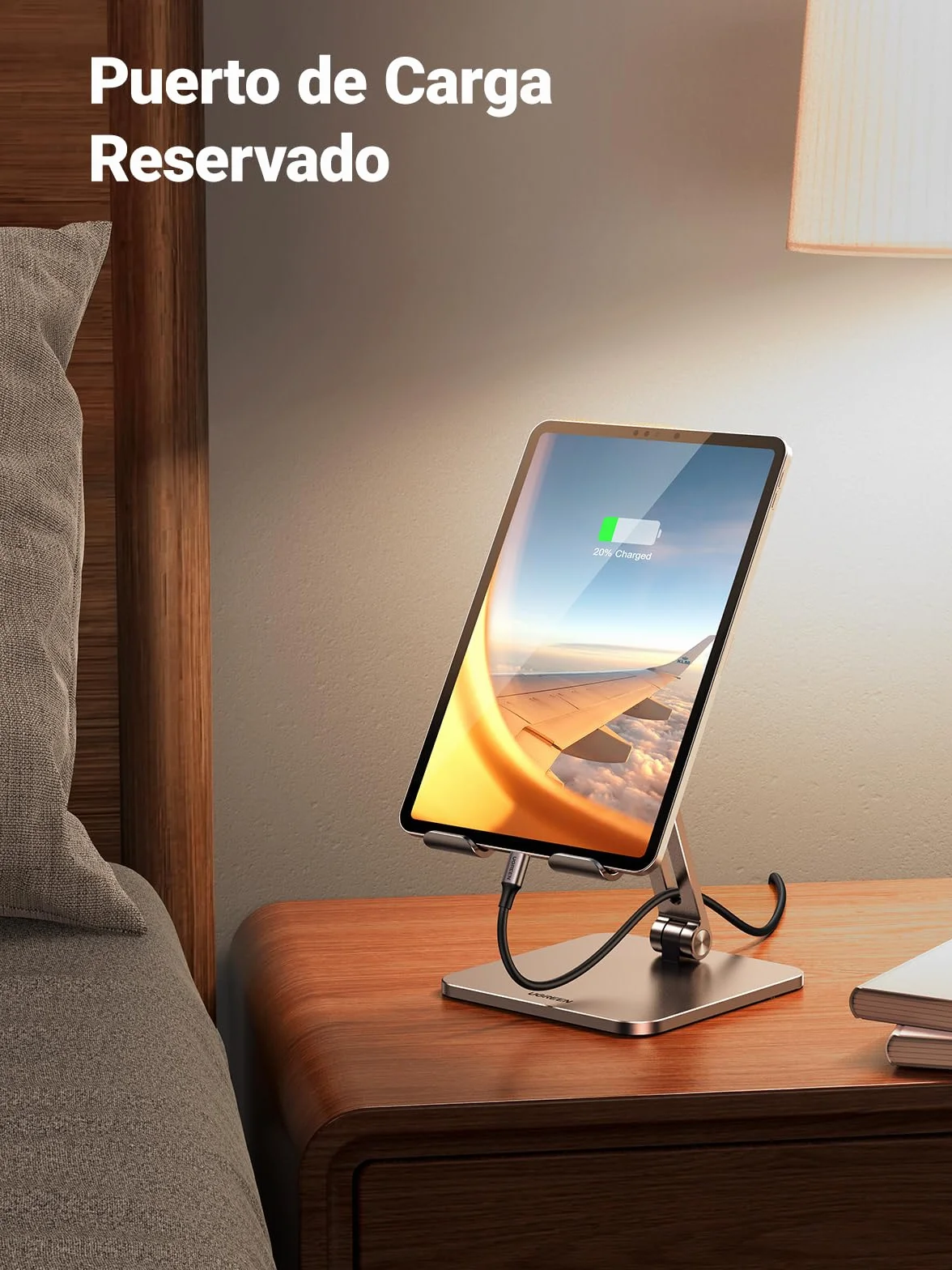 UGREEN Soporte Tablet Mesa | Stand Plegable para Móvil de Aluminio hasta 12,9 Compatible con iPad Galaxy Tab MediaPad iPhone 17 16 15 Gris