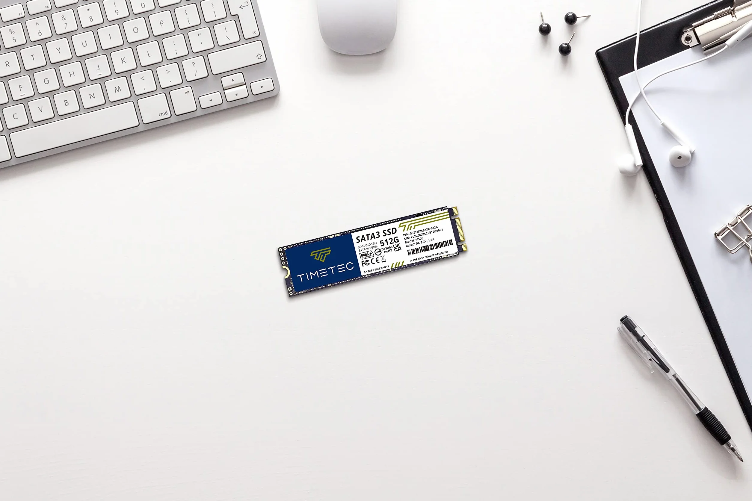 Timetec 512GB SSD 3D NAND TLC SATA III 6Gb/s M.2 2280 NGFF 256TBW Read Speed Up to 550MB/s SLC Cache Performance Boost Internal SSD for PC Computer Laptop and Desktop (512GB)